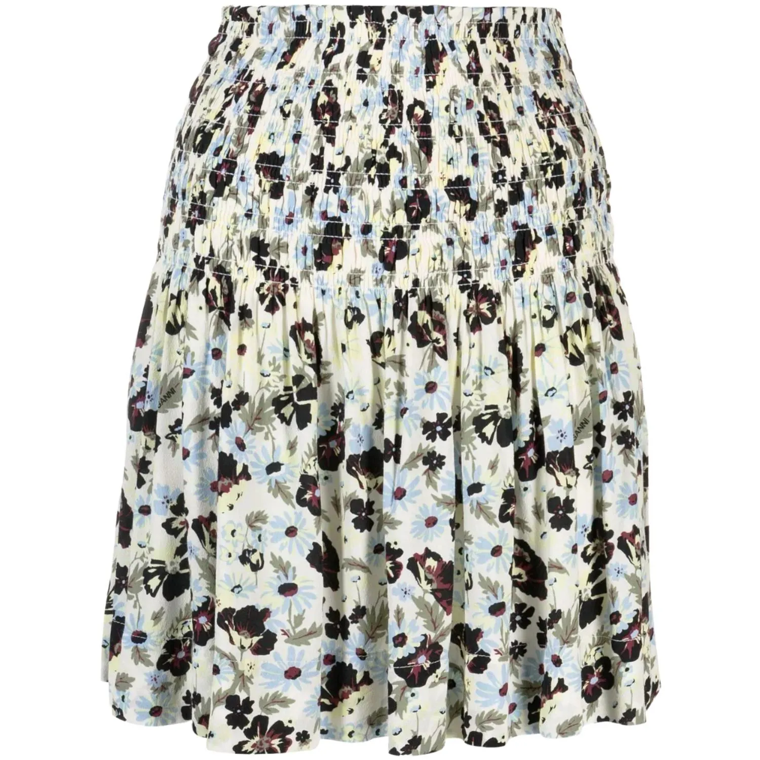 Printed Crepe Smock Mini Skirt In Meadow Egret