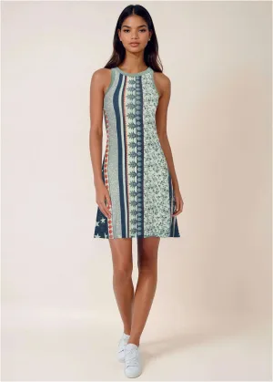Printed Fit And Flare Dress - Americana Floral Star