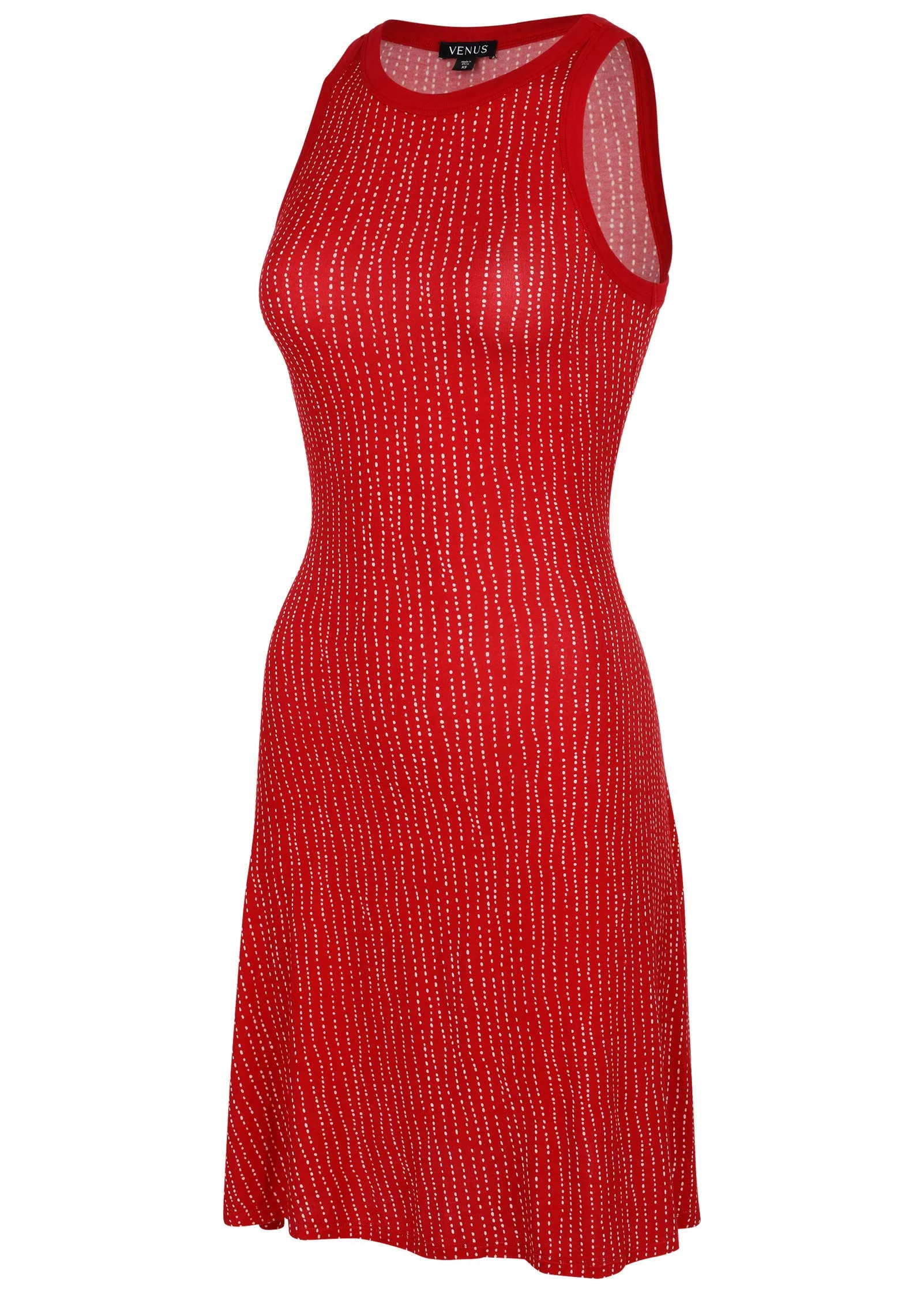 Printed Fit And Flare Dress - Red Dot Stripe