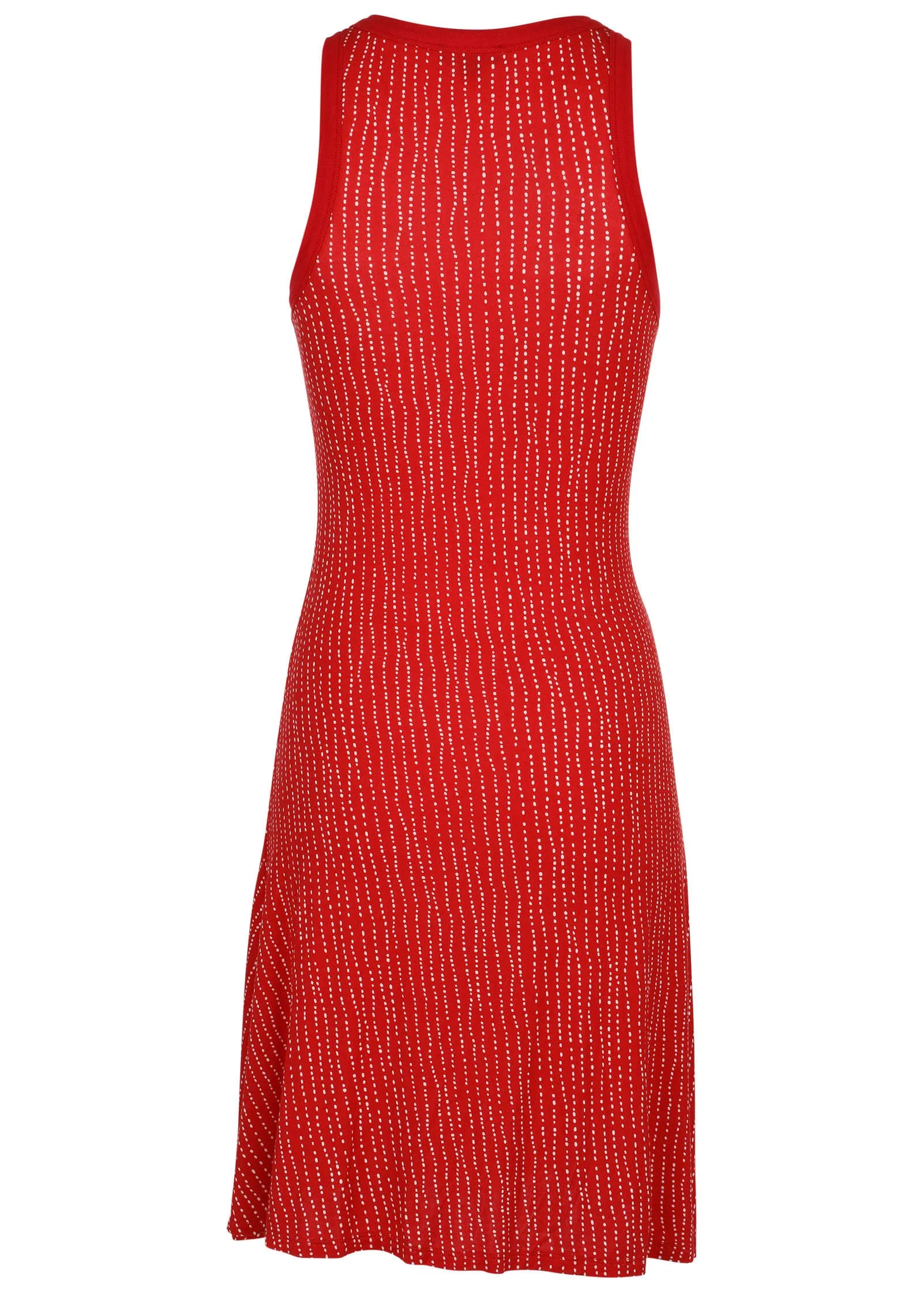Printed Fit And Flare Dress - Red Dot Stripe