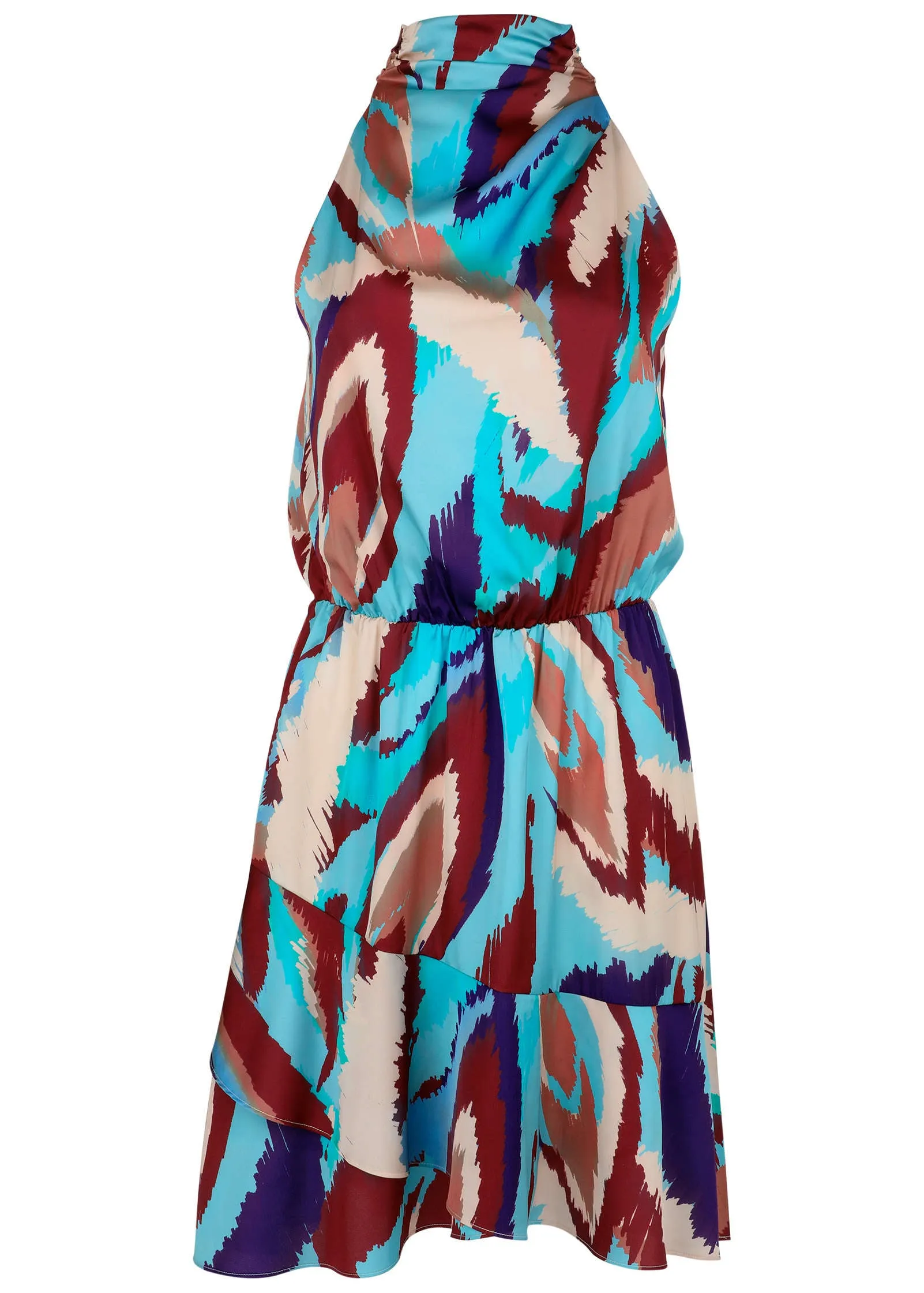 Printed Halter Mini Dress - Ikat Flowers