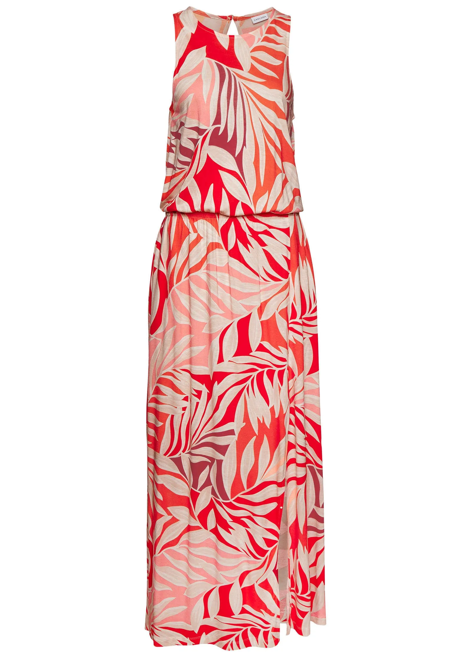 Printed Slit Maxi Dress - Red Multi