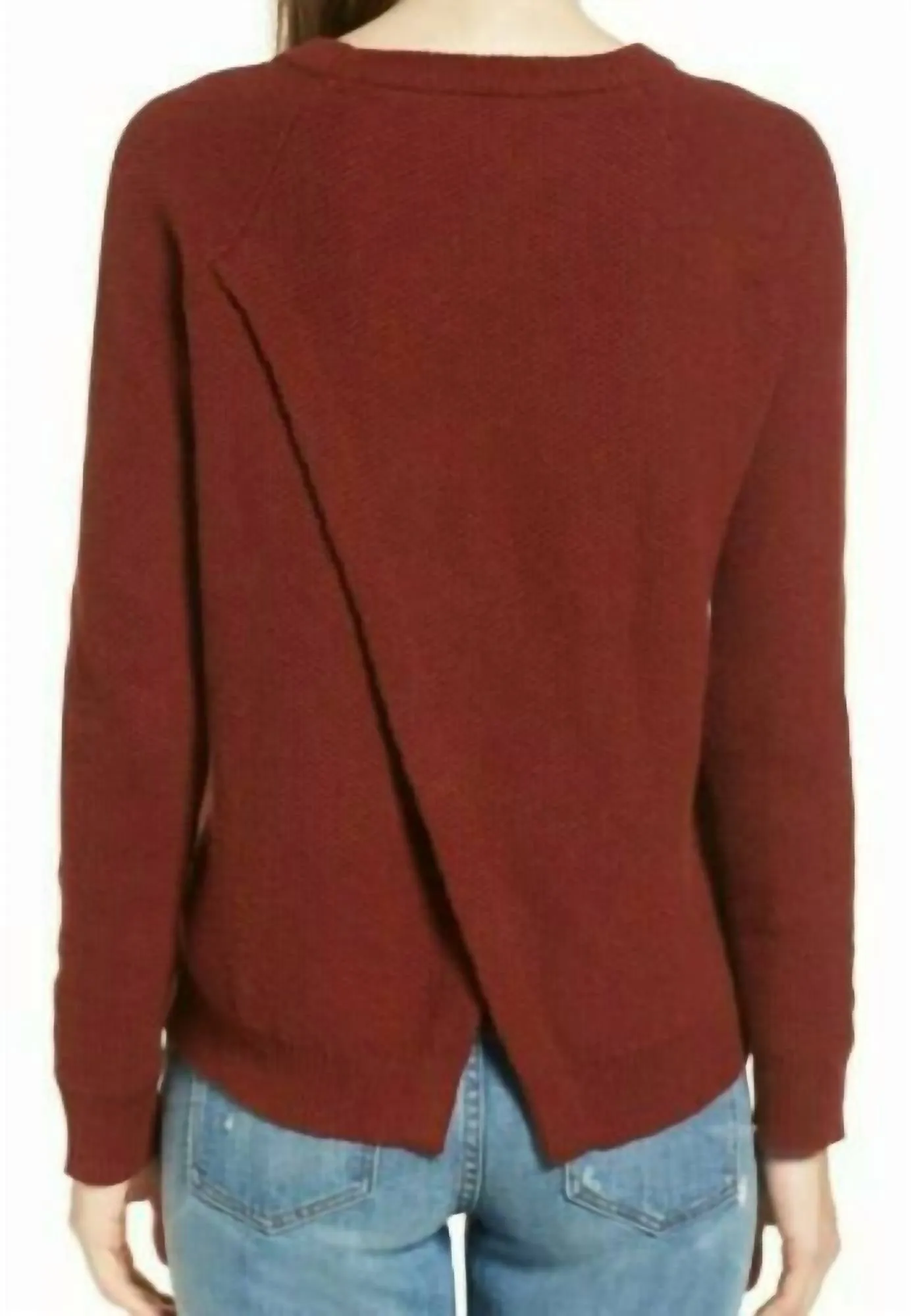 Province Cross Back Pullover Sweater In Burnt Mahogany