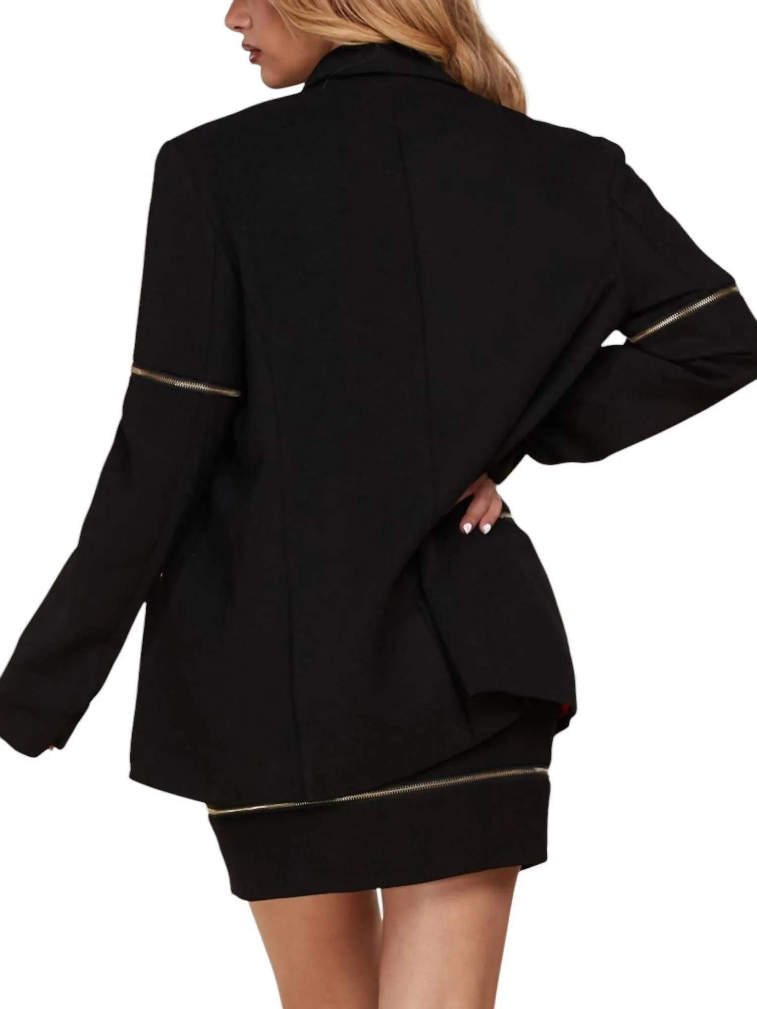 Red Bottom 2 Piece Suit And Skirt Set In Black