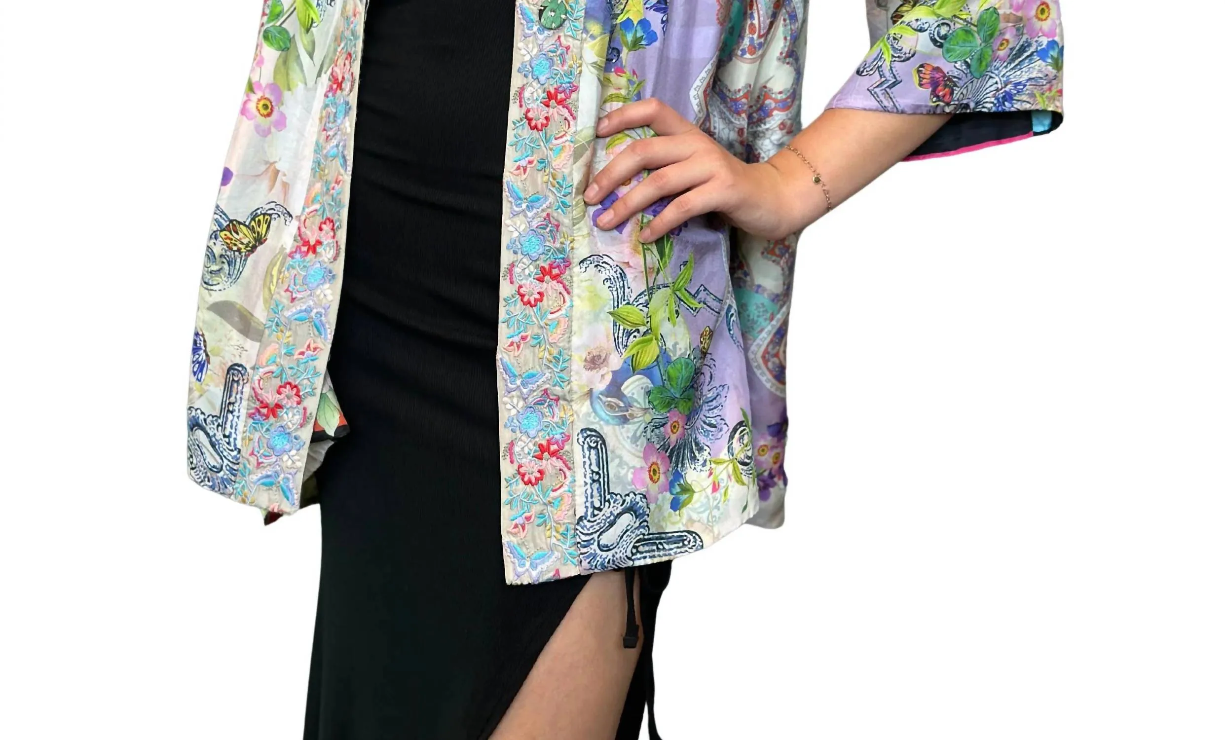 Reversible Yena Kimono In Le Jardin Scarf Print