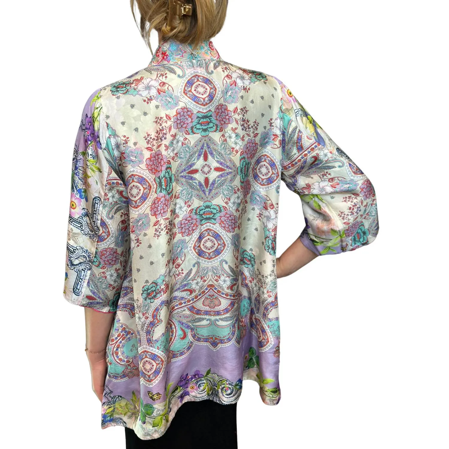 Reversible Yena Kimono In Le Jardin Scarf Print