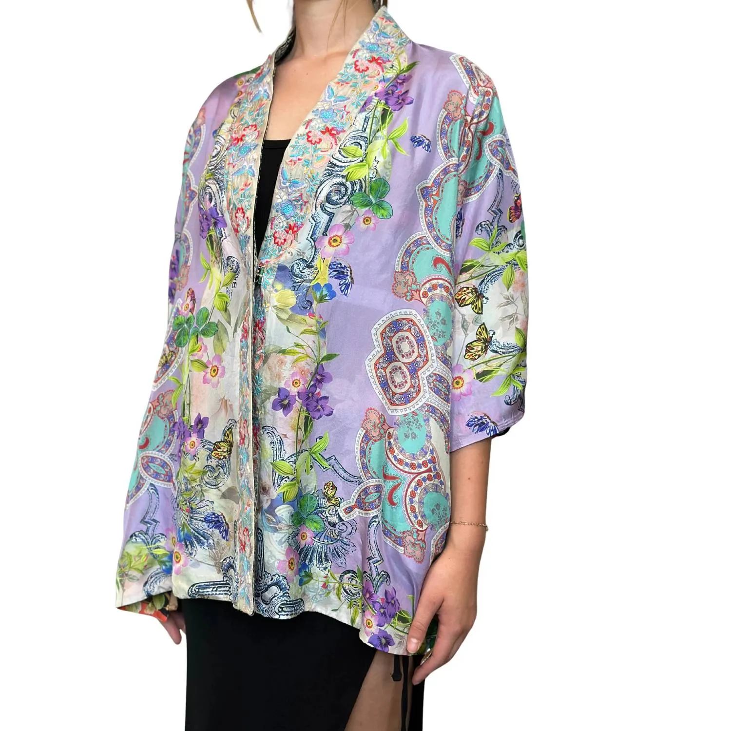Reversible Yena Kimono In Le Jardin Scarf Print