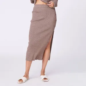 Rib Midi Skirt In Cocoa
