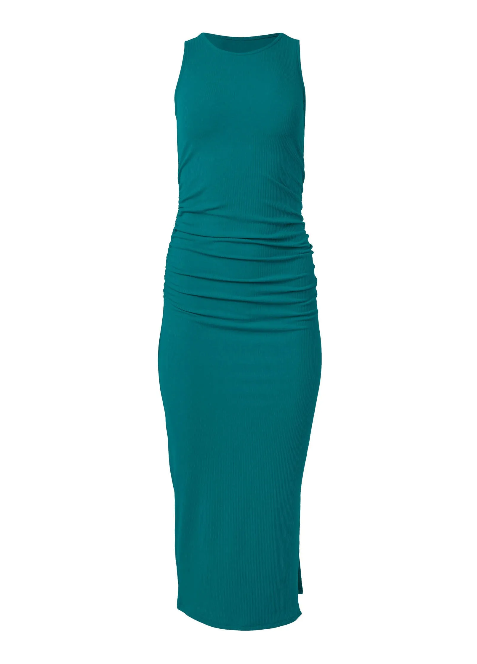 Ribbed Bodycon Midi Dress - Teal