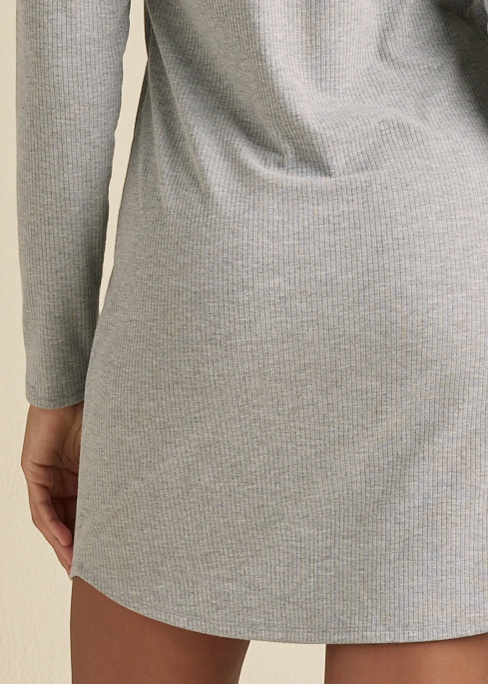Ribbed T-Shirt Dress - Heather Grey