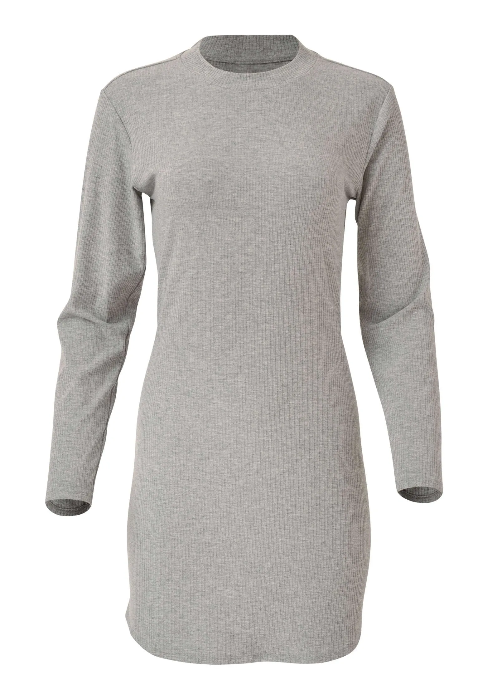 Ribbed T-Shirt Dress - Heather Grey