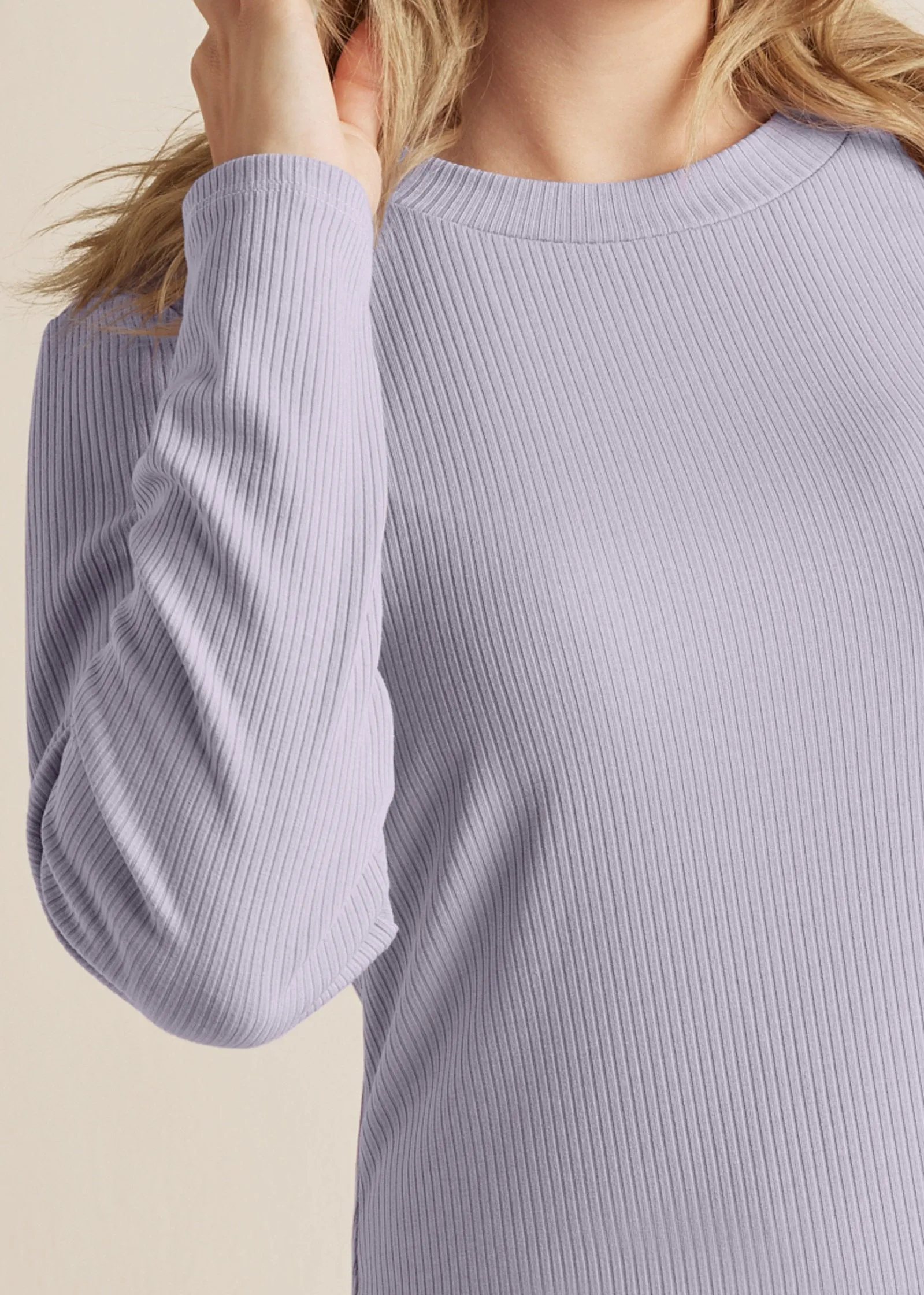 Ribbed T-Shirt Dress - Light Purple