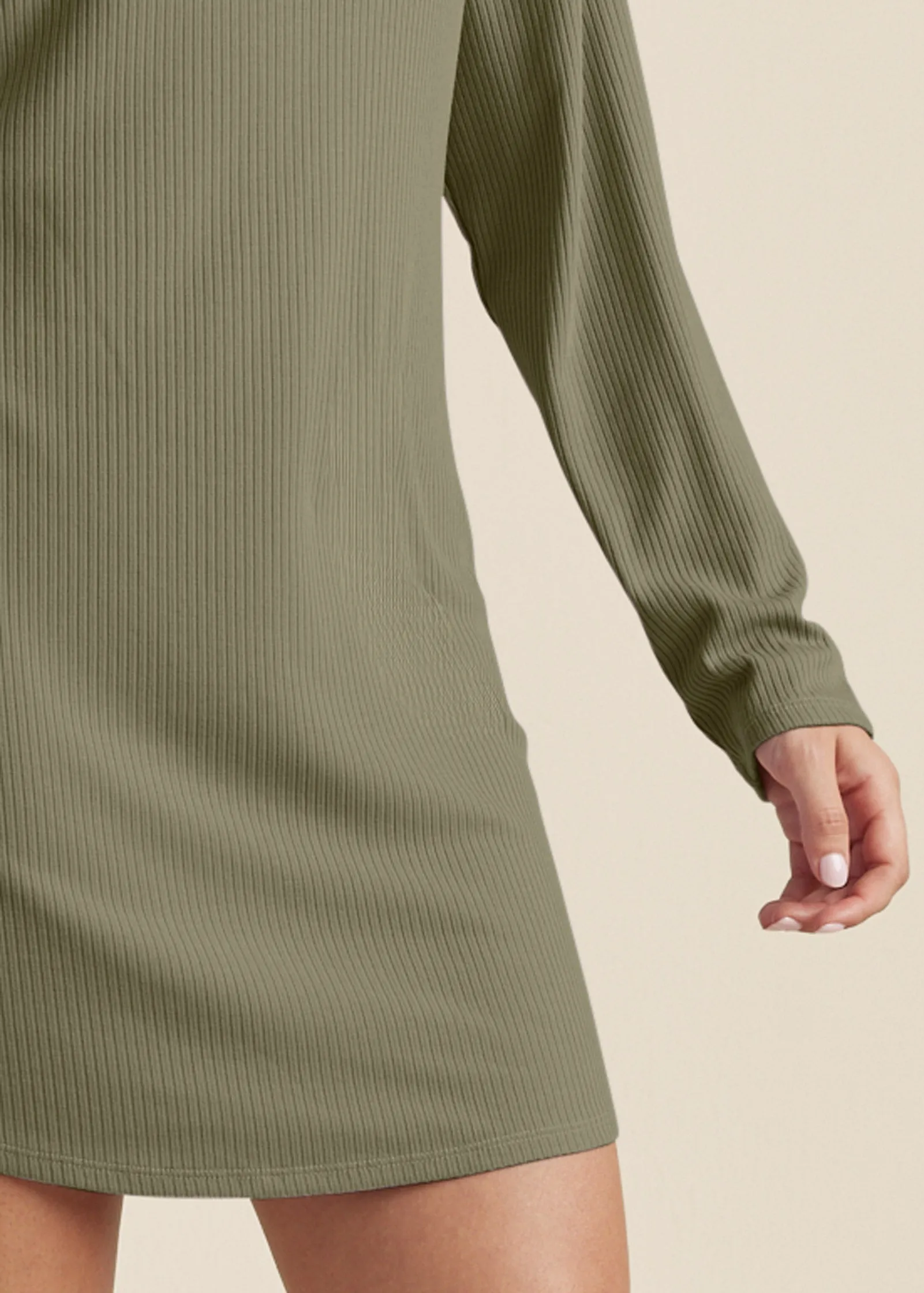 Ribbed T-Shirt Dress - Olive