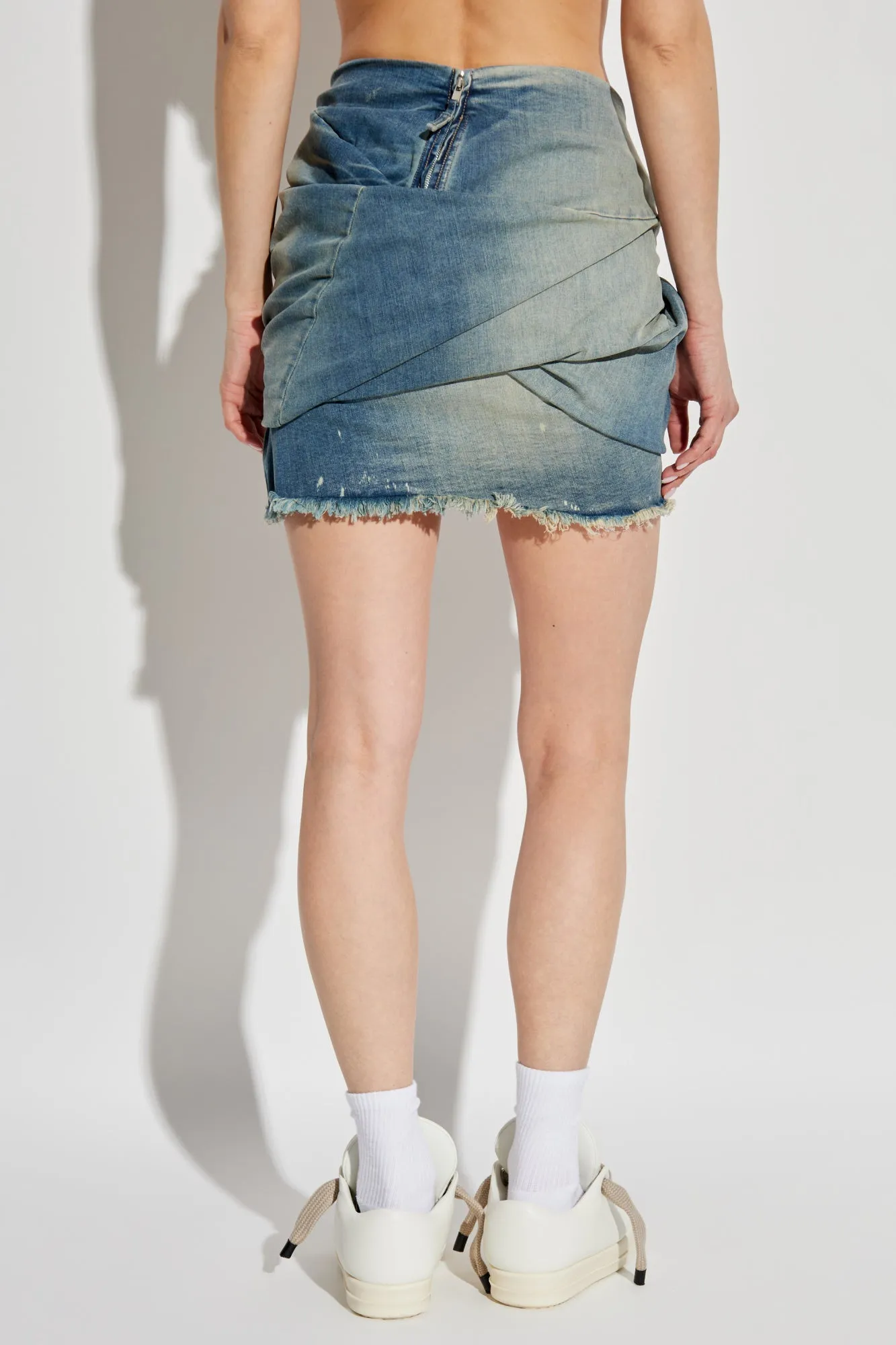 Rick Owens Drkshdw Denim Skirt Draped Mini