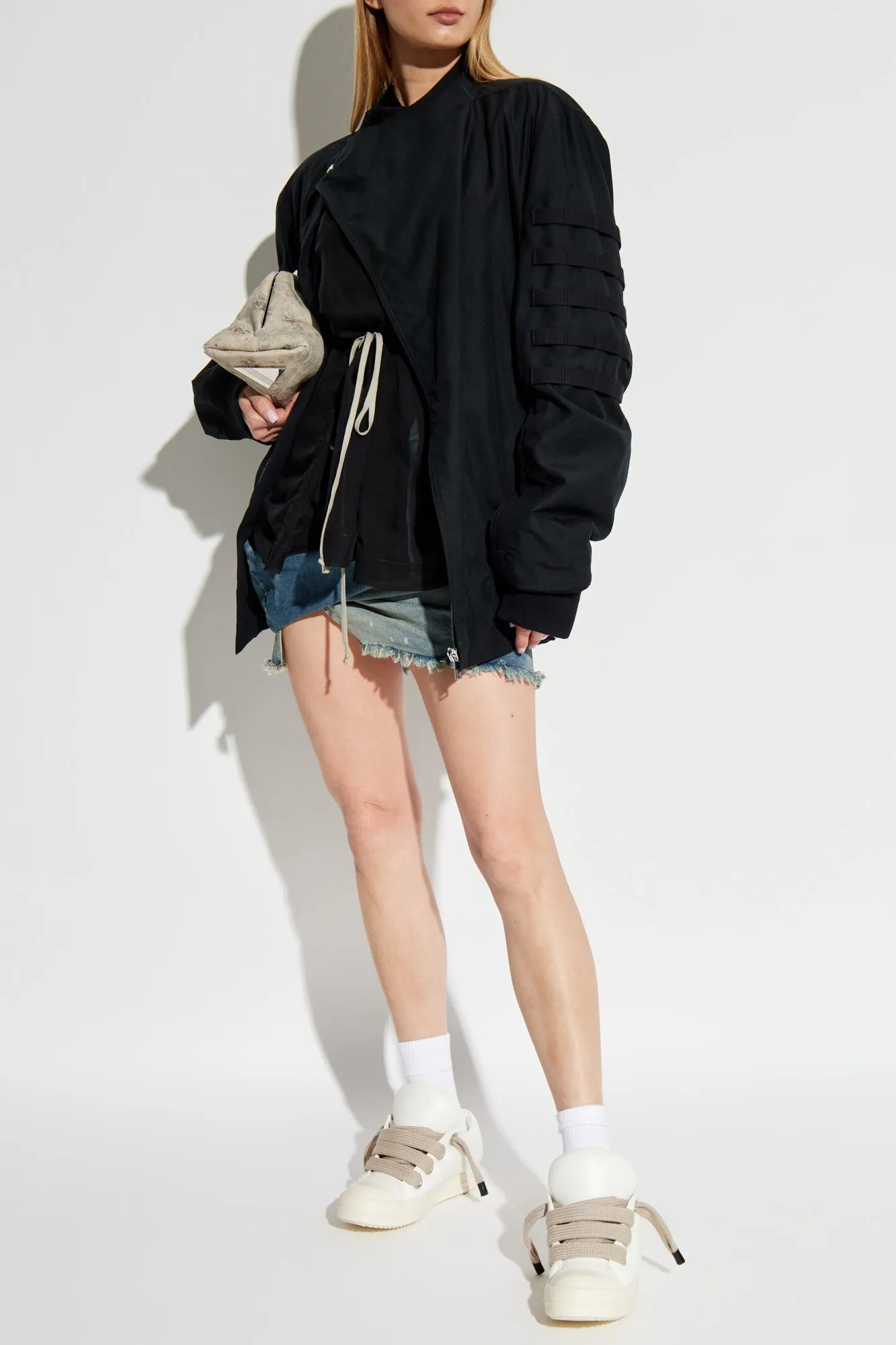 Rick Owens Drkshdw Denim Skirt Draped Mini
