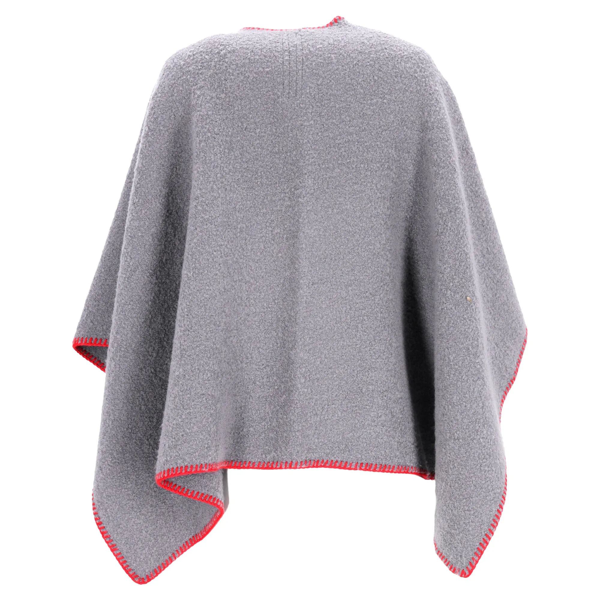 Rick Owens Whipstitch-Edged Poncho in Grey Wool