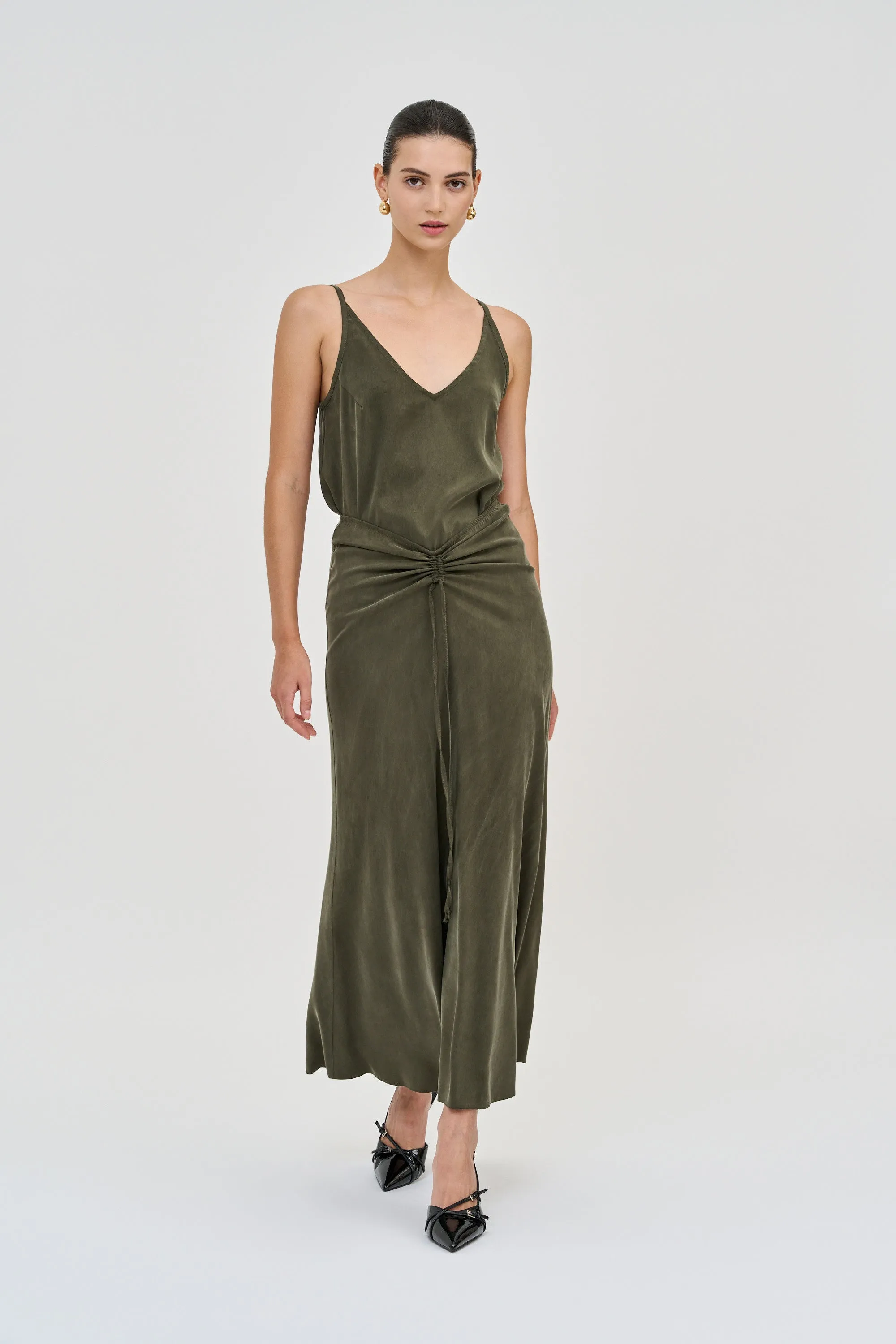 Riri Top Cupro Dark Olive