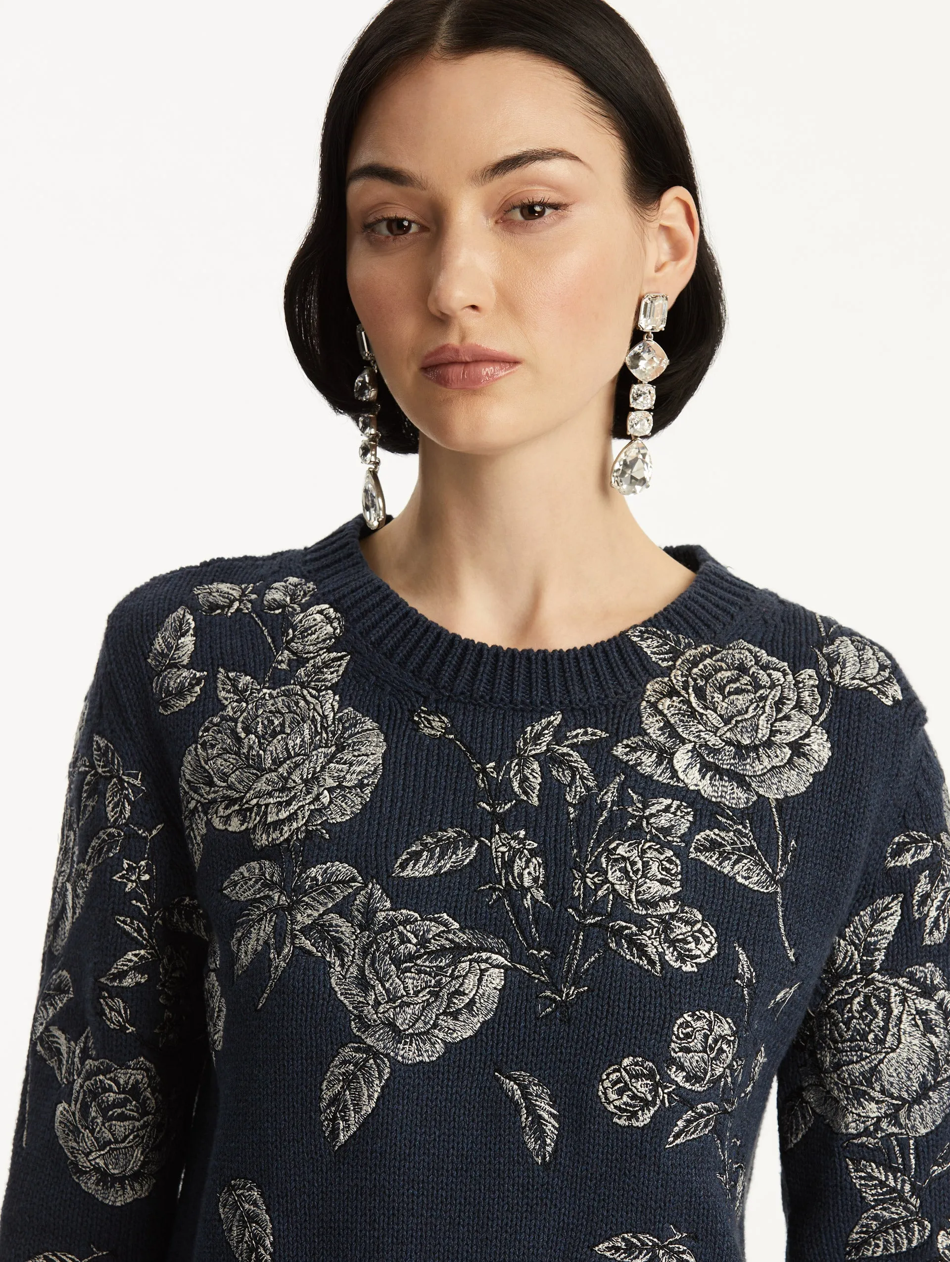 Rose Embroidered Pullover