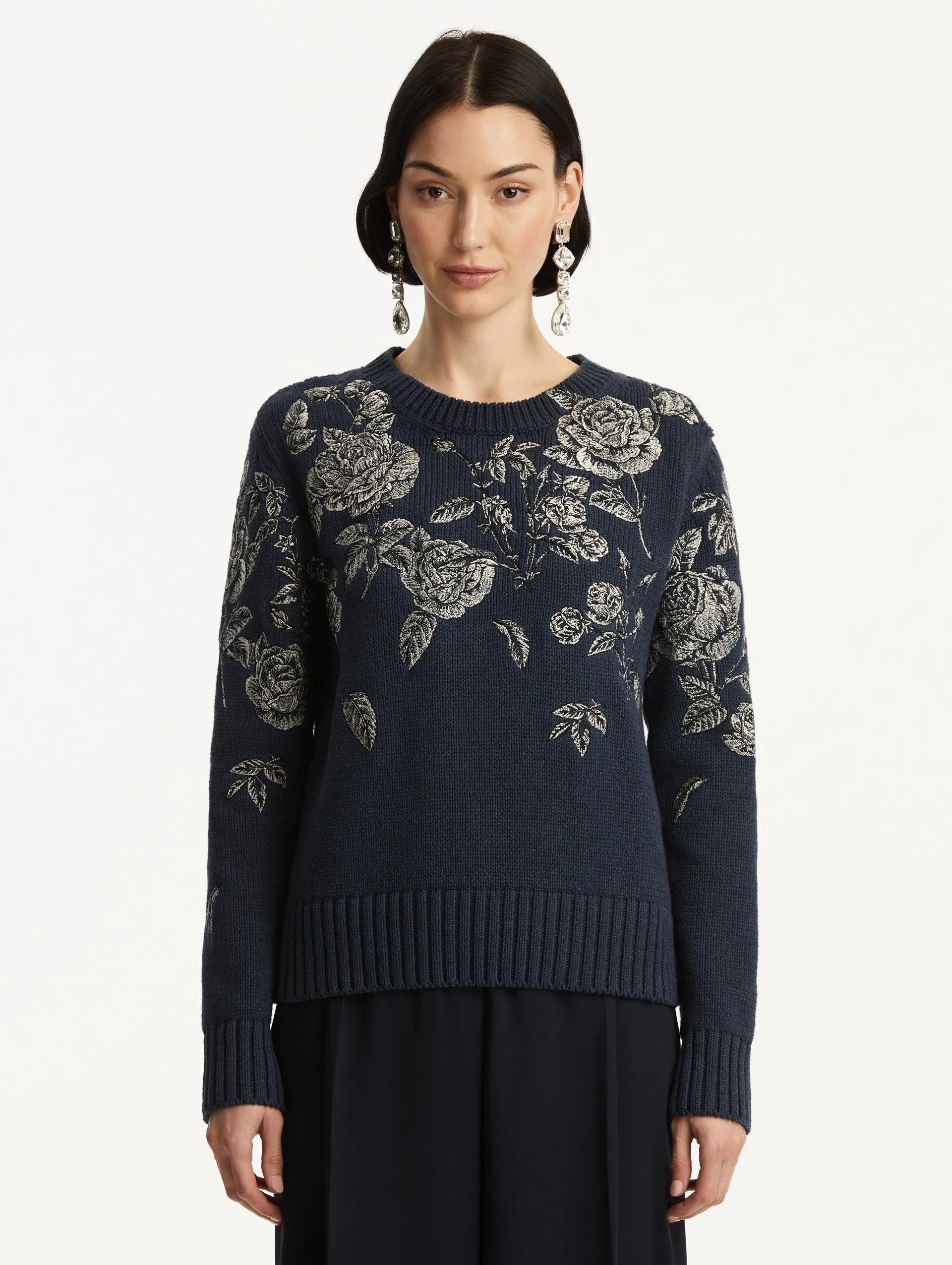 Rose Embroidered Pullover