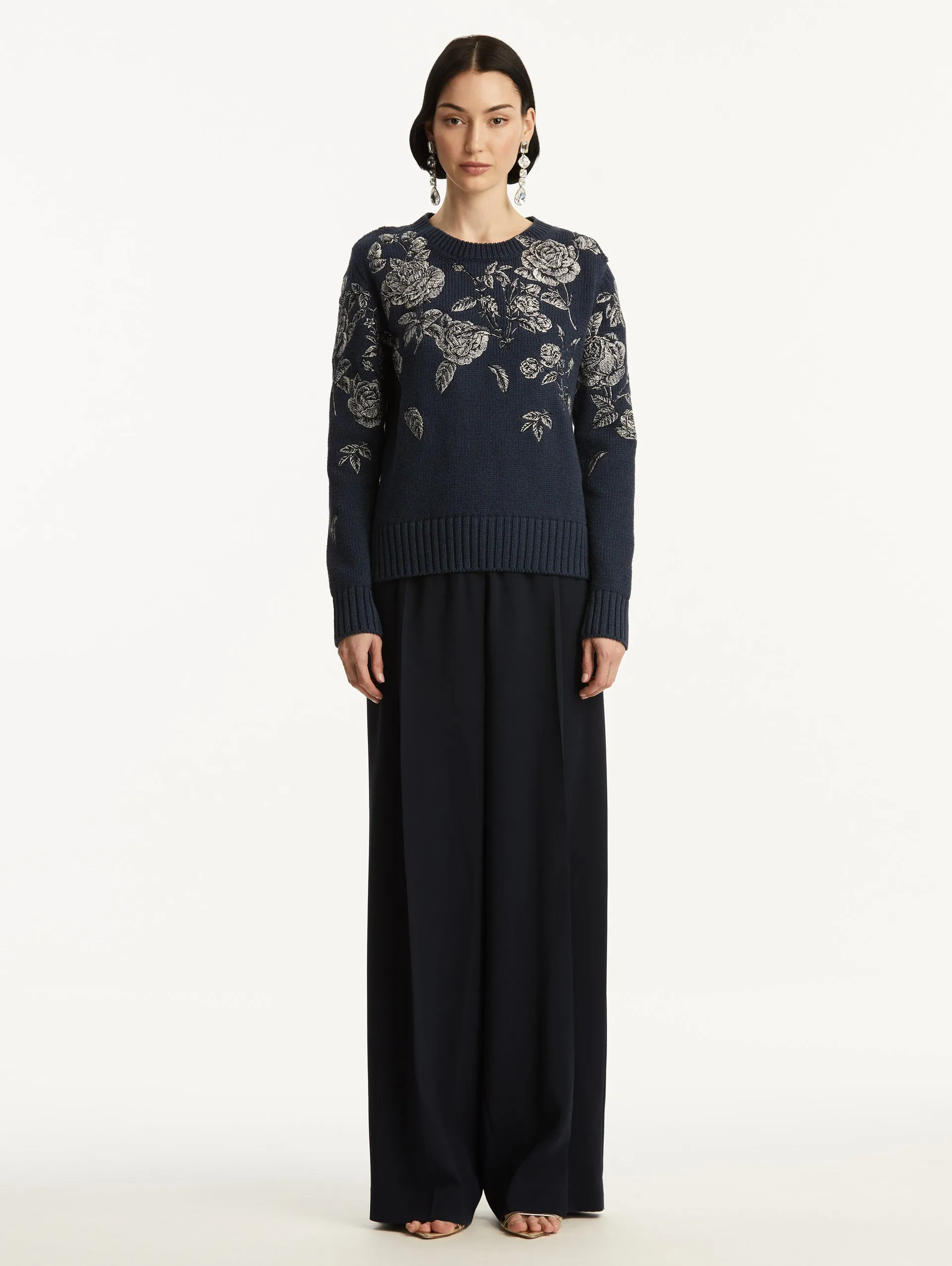 Rose Embroidered Pullover