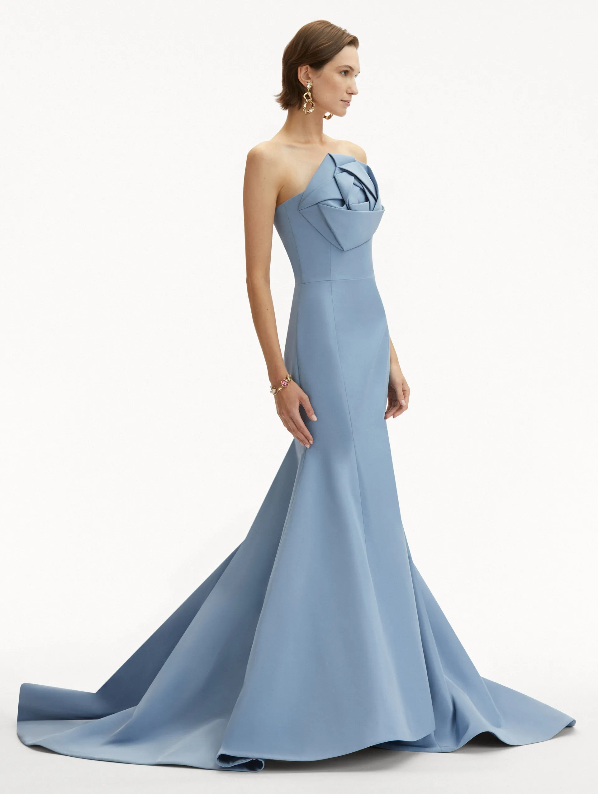 Rosette Faille Trumpet Gown