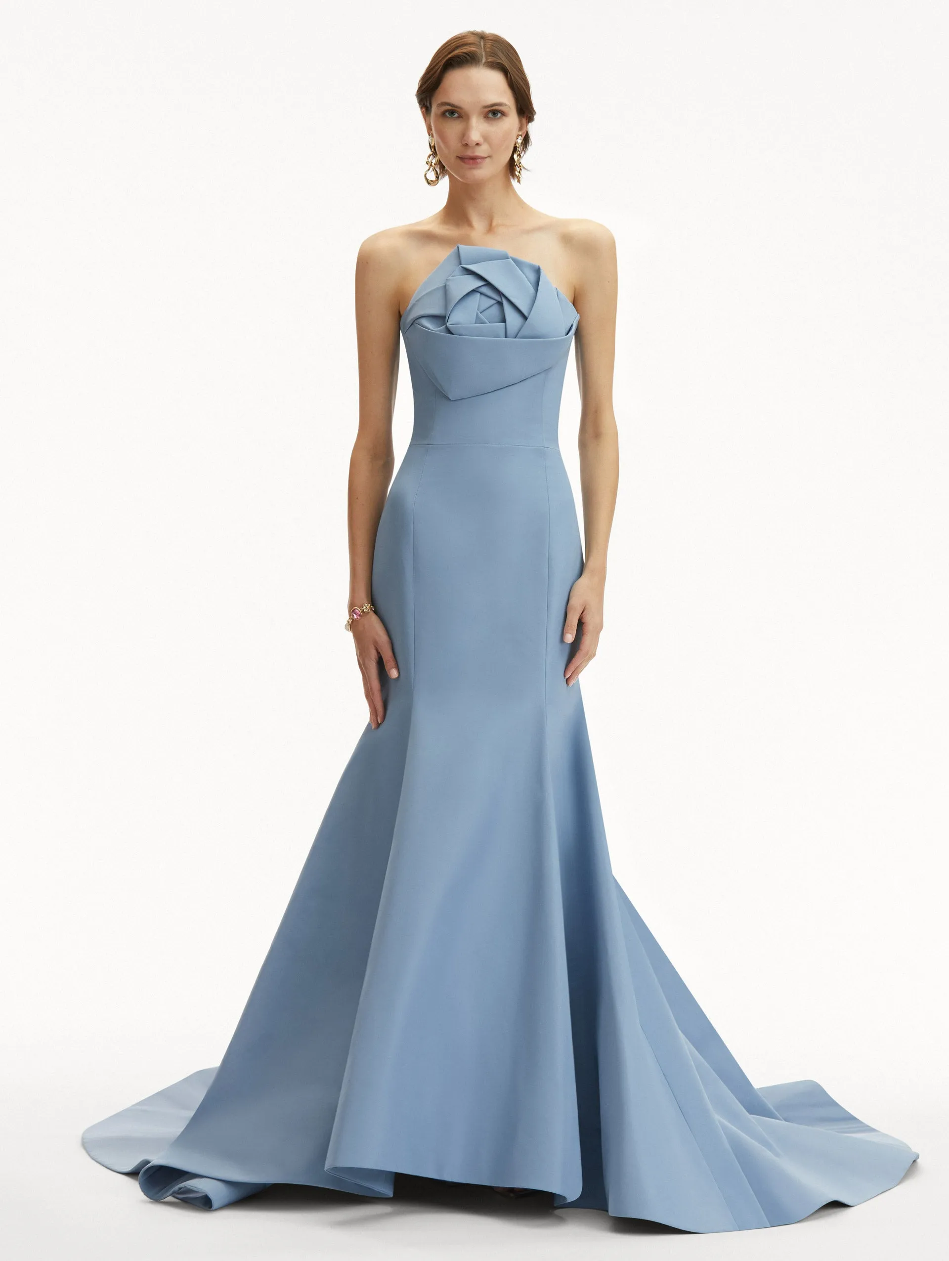 Rosette Faille Trumpet Gown
