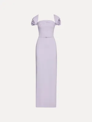 Rosette Sleeve Column Gown