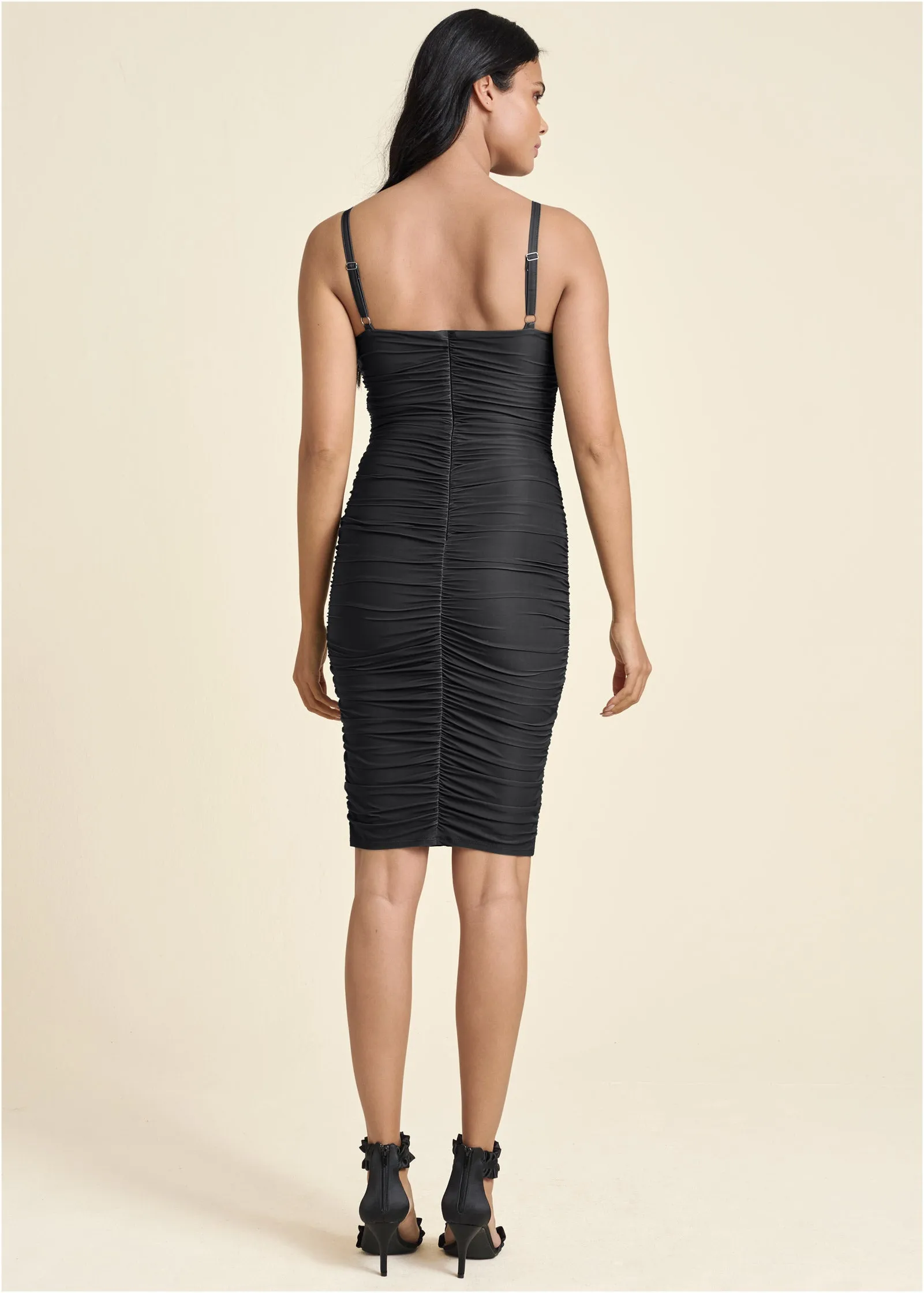 Ruched Mini Dress - Black