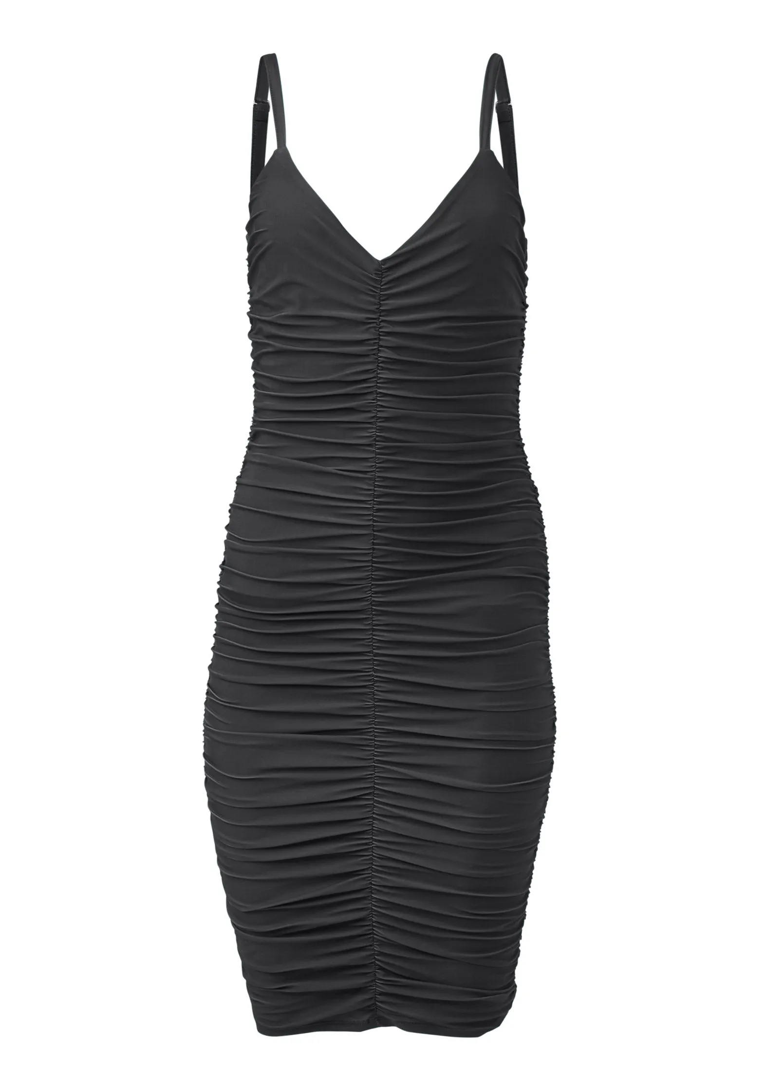 Ruched Mini Dress - Black