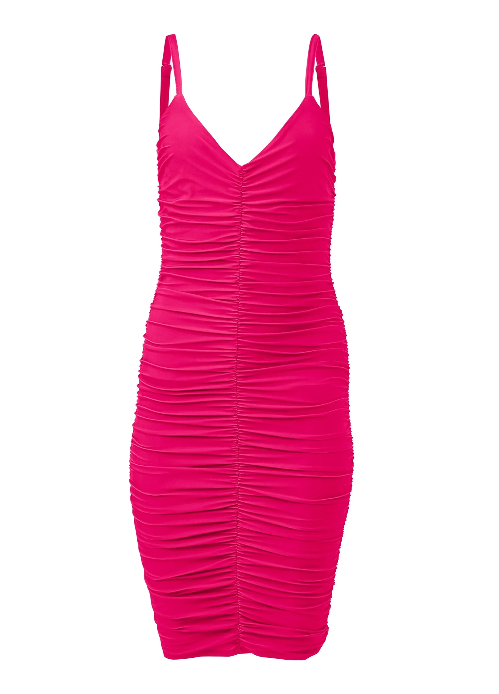 Ruched Mini Dress - Fuchsia