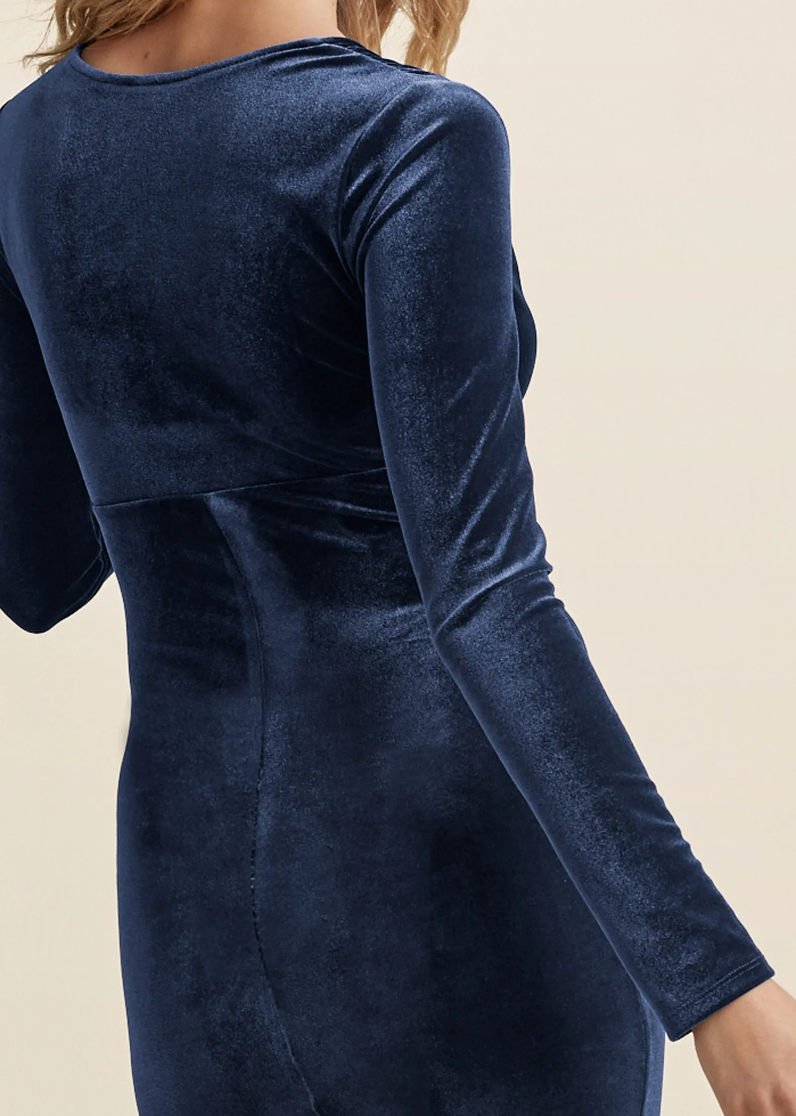 Ruched Velvet Maxi Gown - Navy