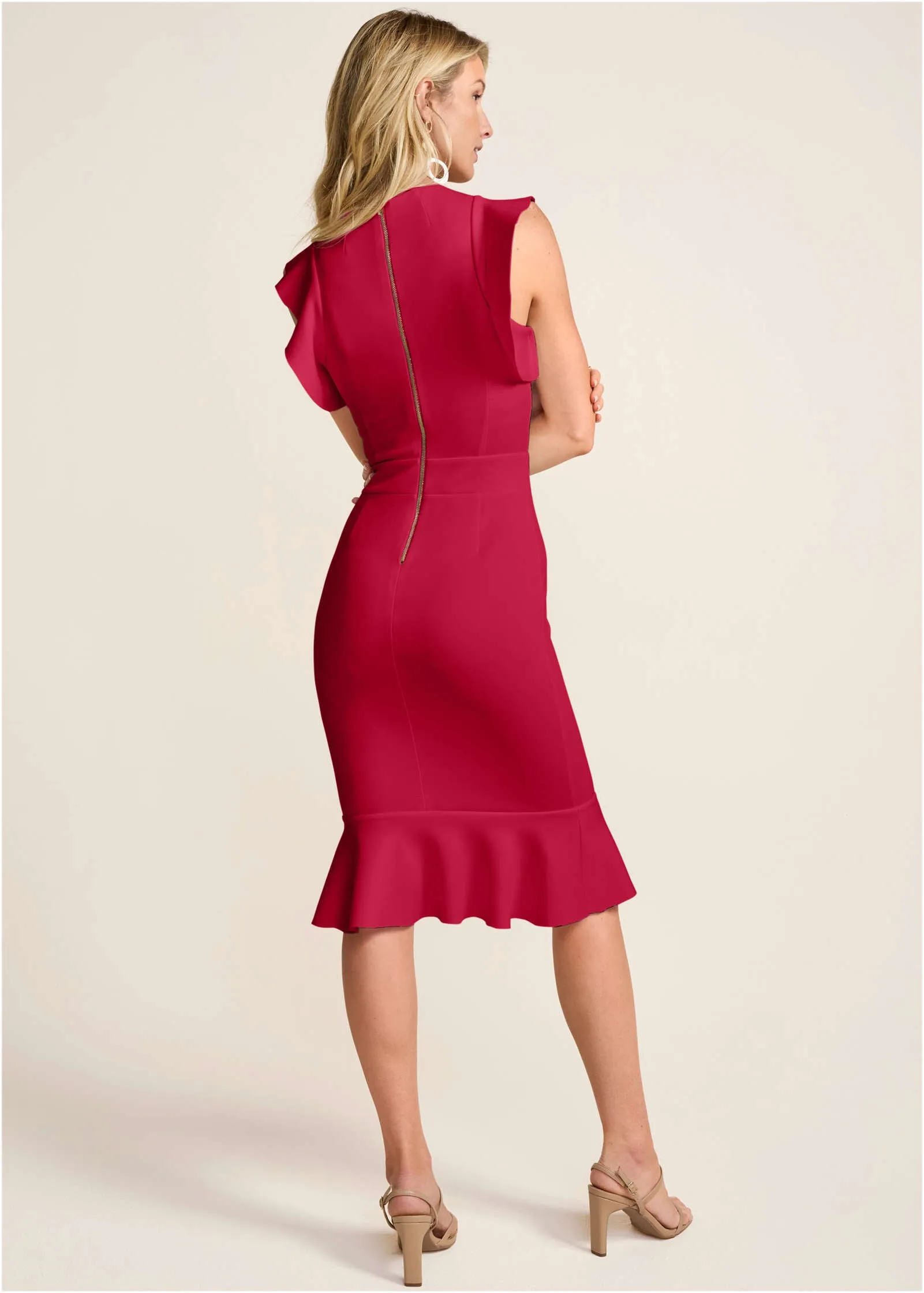 Ruffle Detail Dress - Barberry