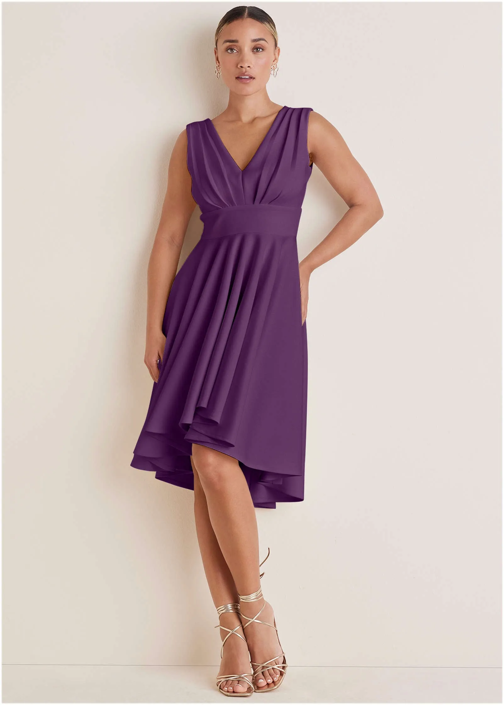 Ruffle High-Low Dress  - Purple
