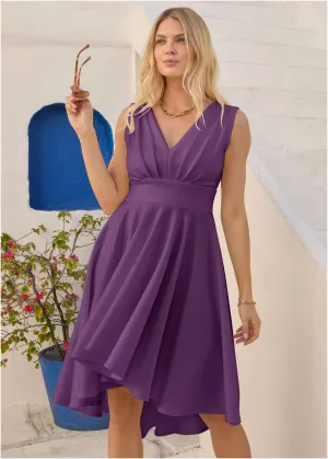 Ruffle High-Low Dress  - Purple