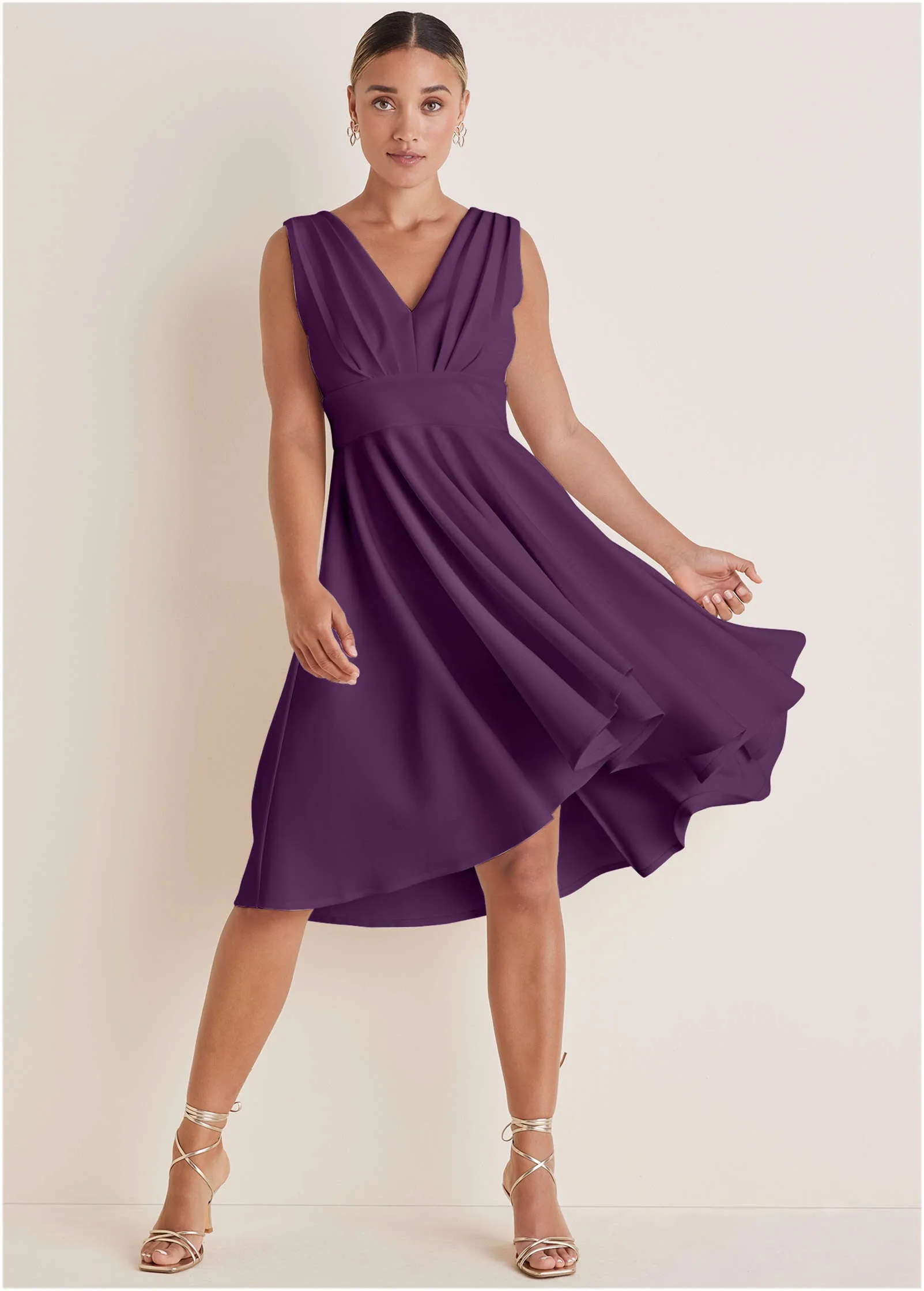 Ruffle High-Low Dress  - Purple