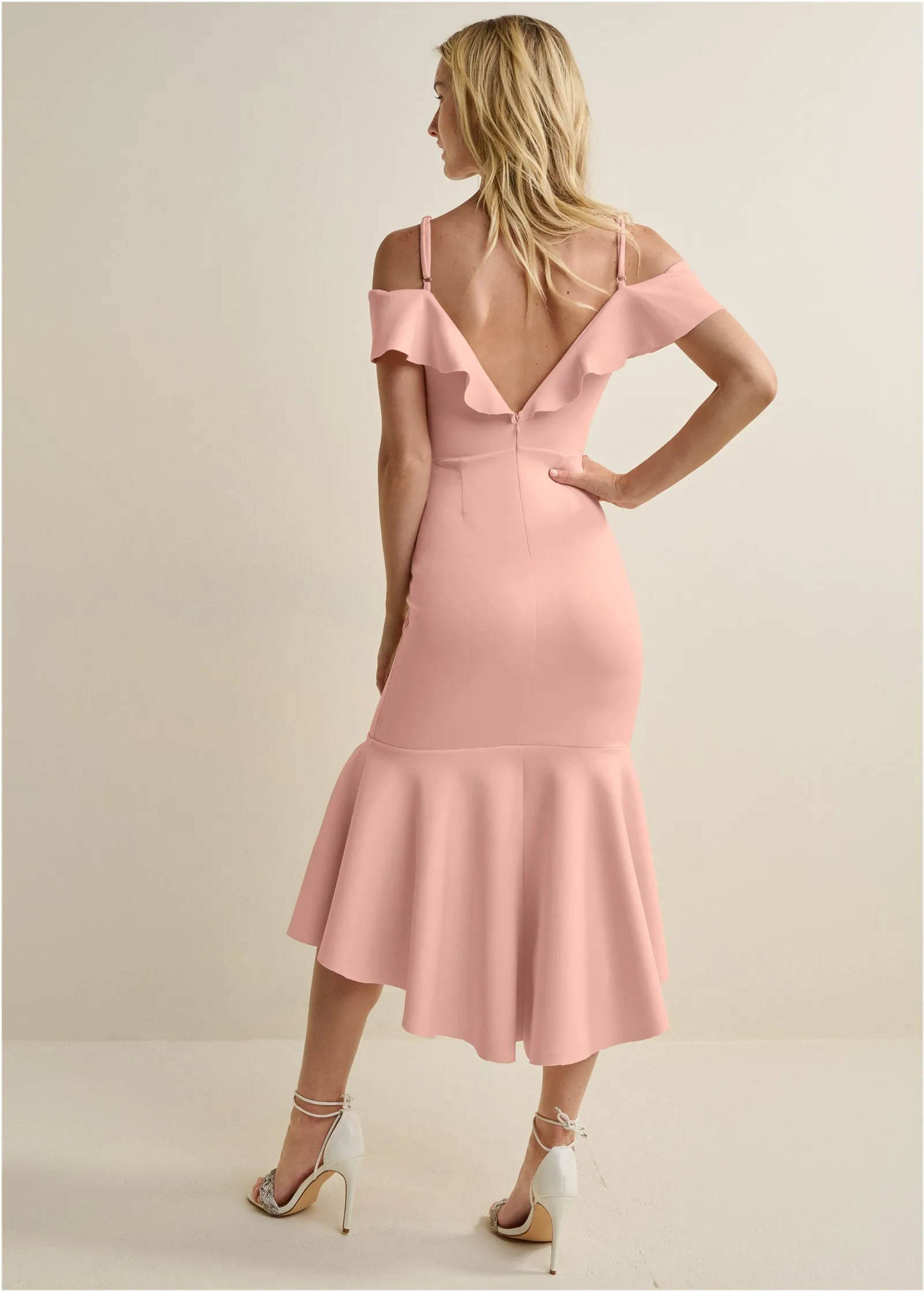 Ruffle Midi Dress  - Blush