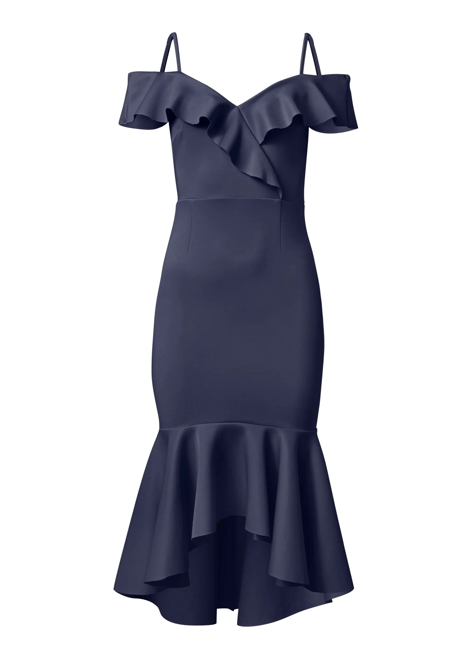 Ruffle Midi Dress  - Navy