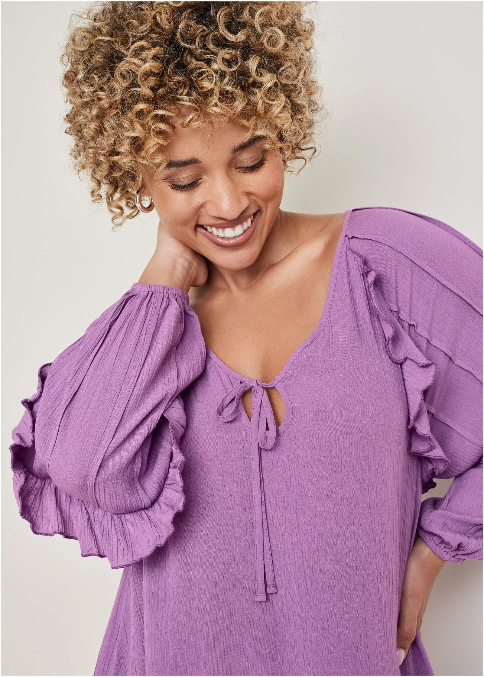 Ruffle Mini Dress - Purple
