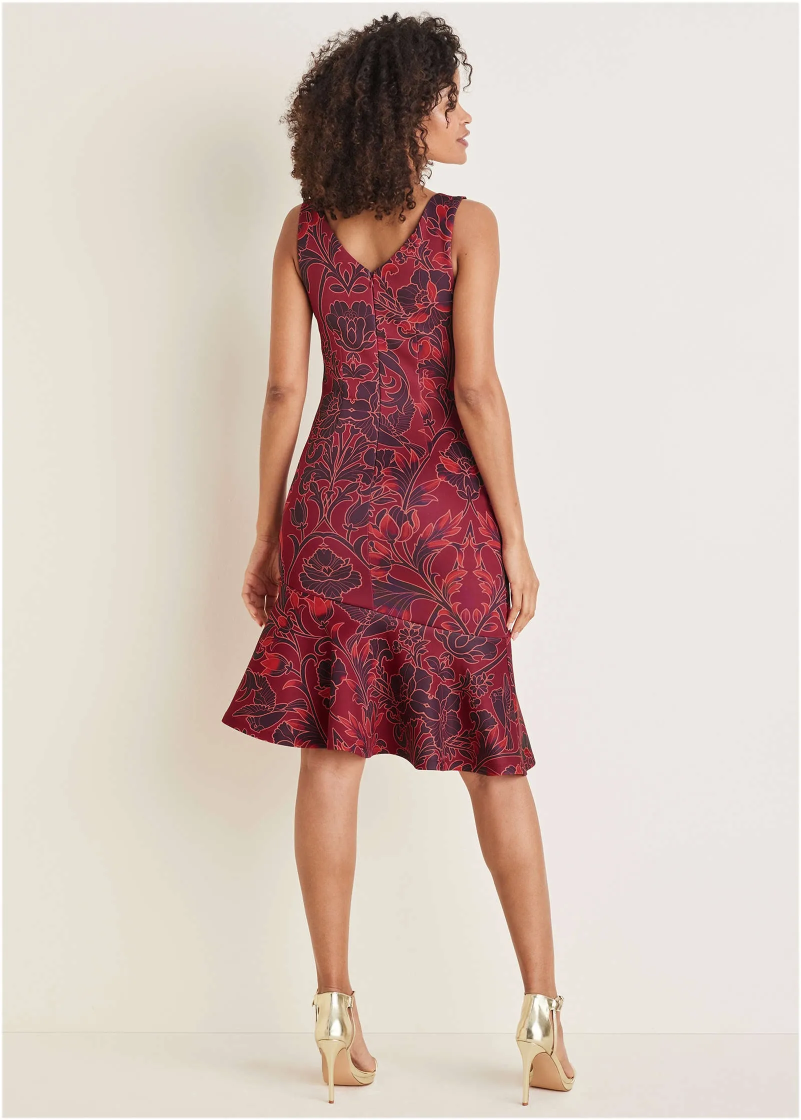 Ruffle Trim Detail Dress - Nouveau Tapestry