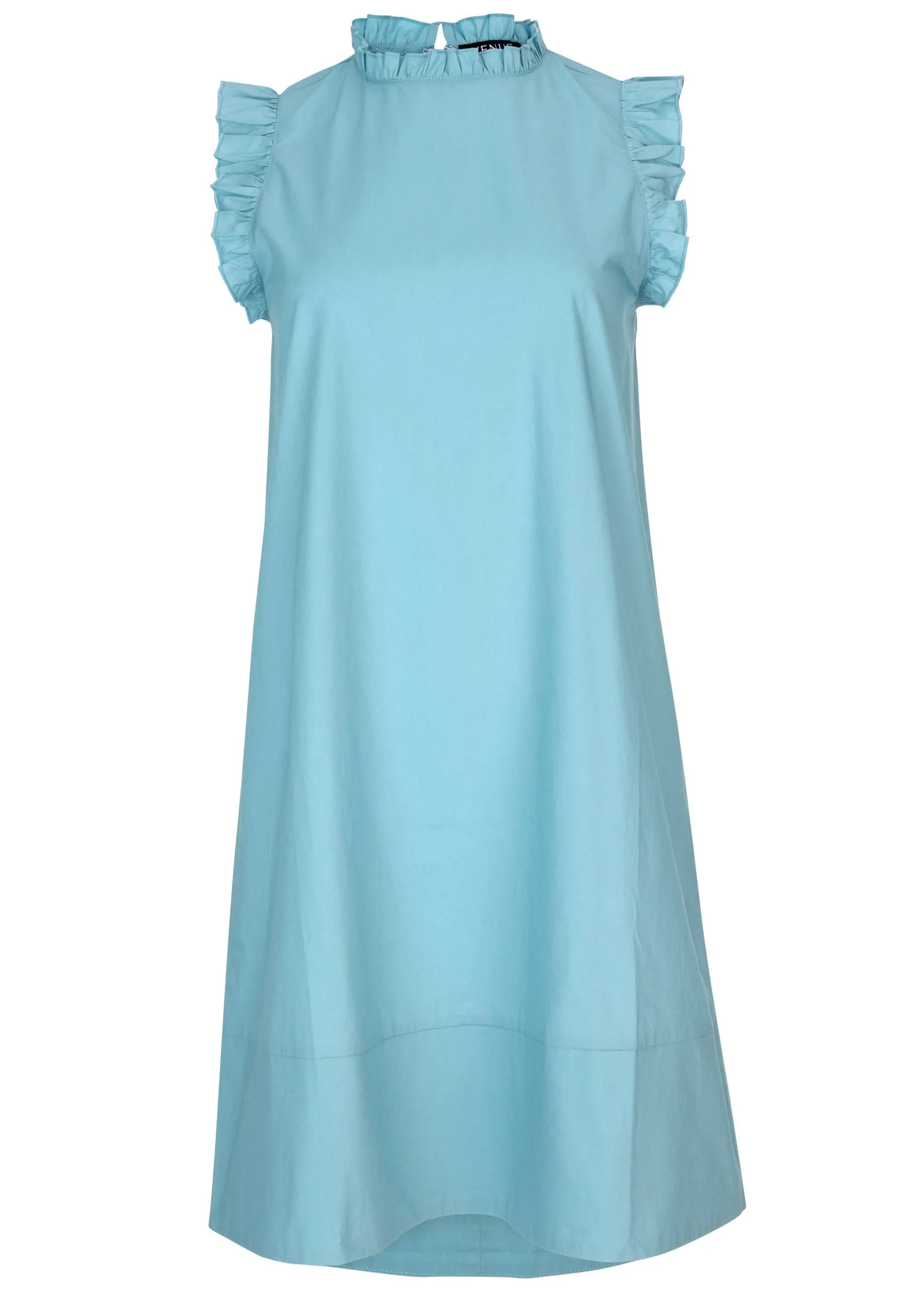 Ruffle Trim Mini Dress - Blue