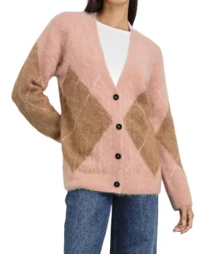 Runi Cardigan In Pastel Argyle