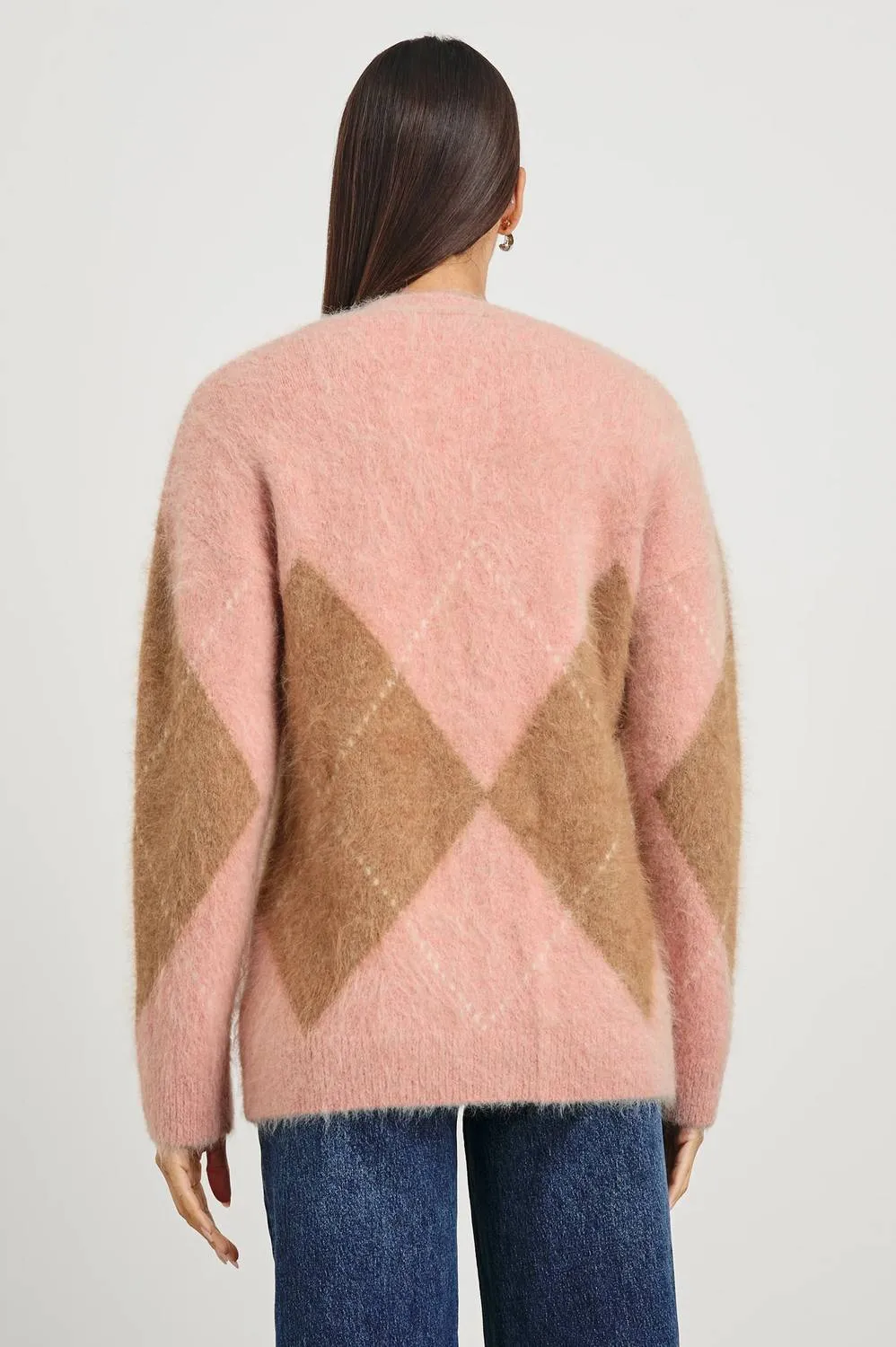 Runi Cardigan In Pastel Argyle