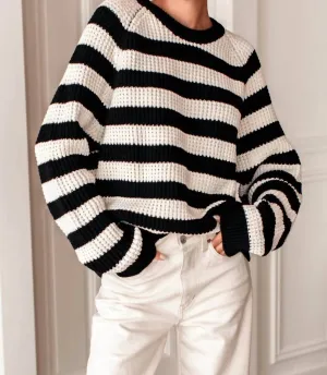 Ryan Heavy Sweater In Wide Stripe Black
