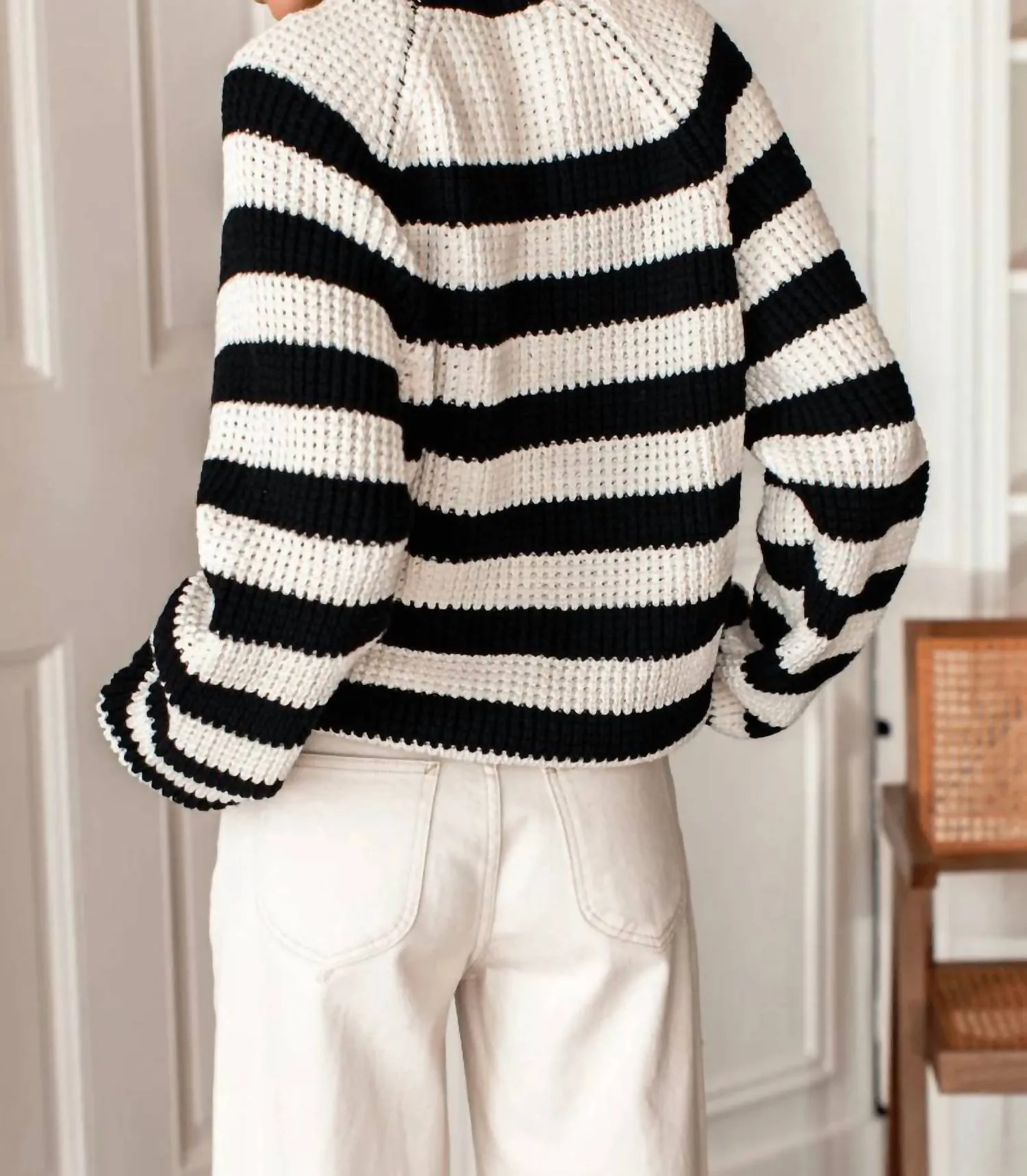 Ryan Heavy Sweater In Wide Stripe Black