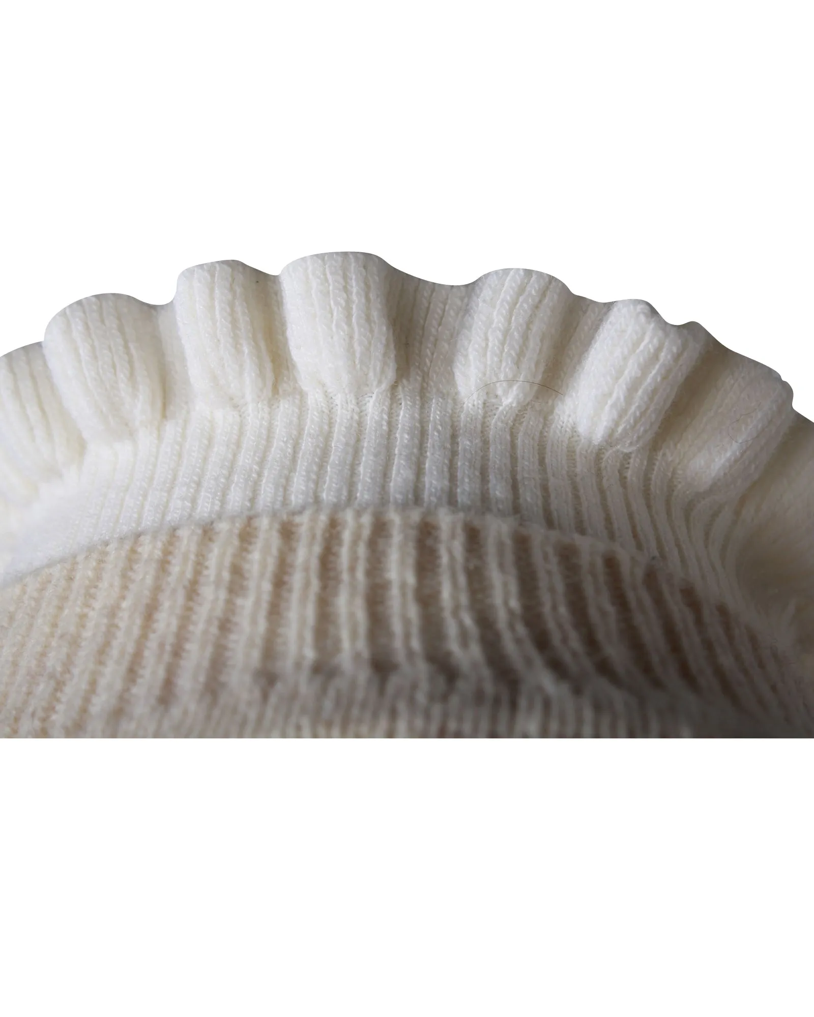 Sandro Miles Ruffled Collar & Cuffs Sweater In Cream Wool