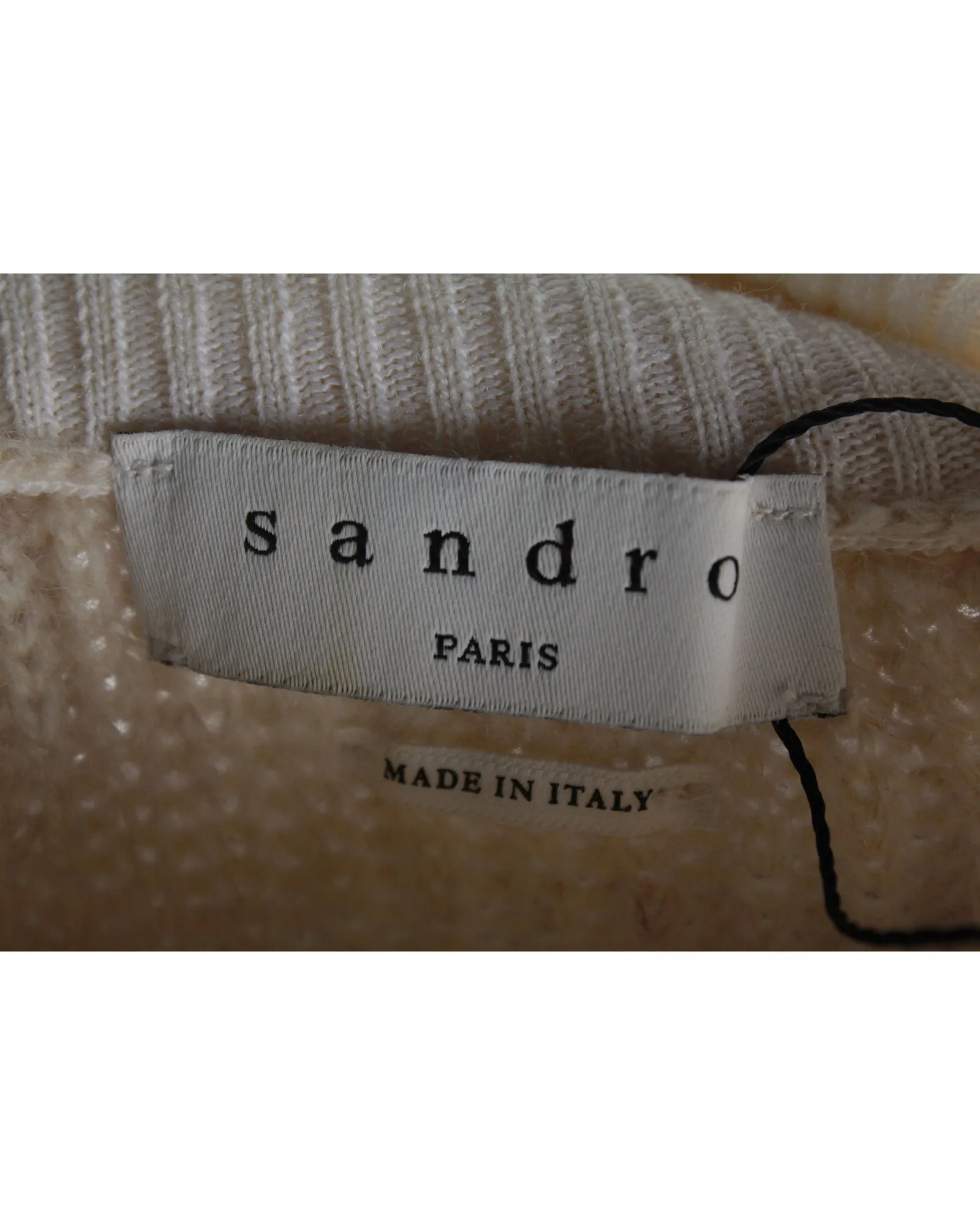 Sandro Miles Ruffled Collar & Cuffs Sweater In Cream Wool