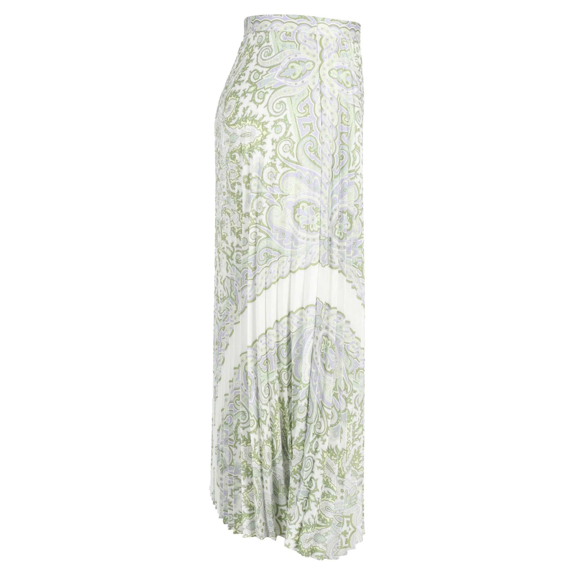 Sandro Paris Pleated Print Midi Skirt in Multicolor Viscose