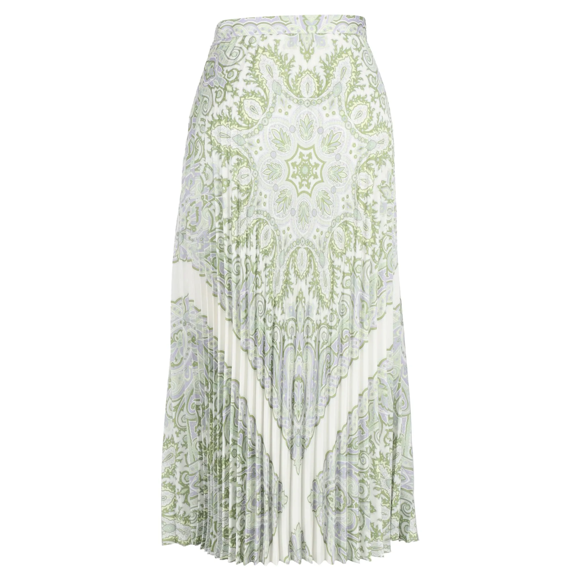 Sandro Paris Pleated Print Midi Skirt in Multicolor Viscose