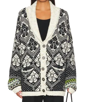 Sasha Cardigan In Onyx Blossom Combo