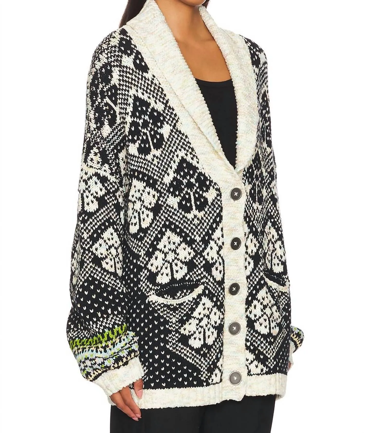 Sasha Cardigan In Onyx Blossom Combo